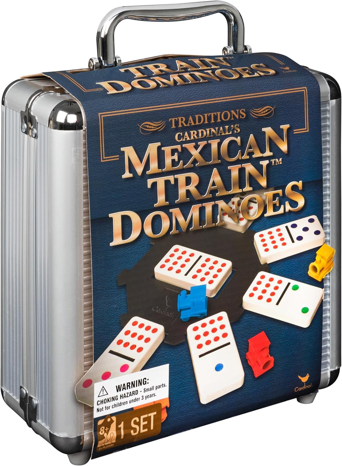 Spin Master Games Mexican Train Dominoes Set in Metal Case Classic Game