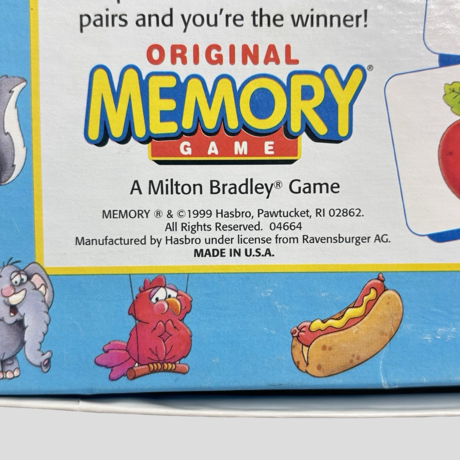 Original Memory Game Board Game Milton Bradley 1999 Vintage COMPLETE