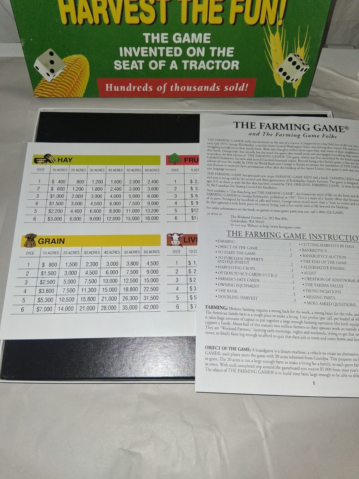 The Farming Game VINTAGE BOARD GAME The Weekend Farmer Co. Harvest 1996