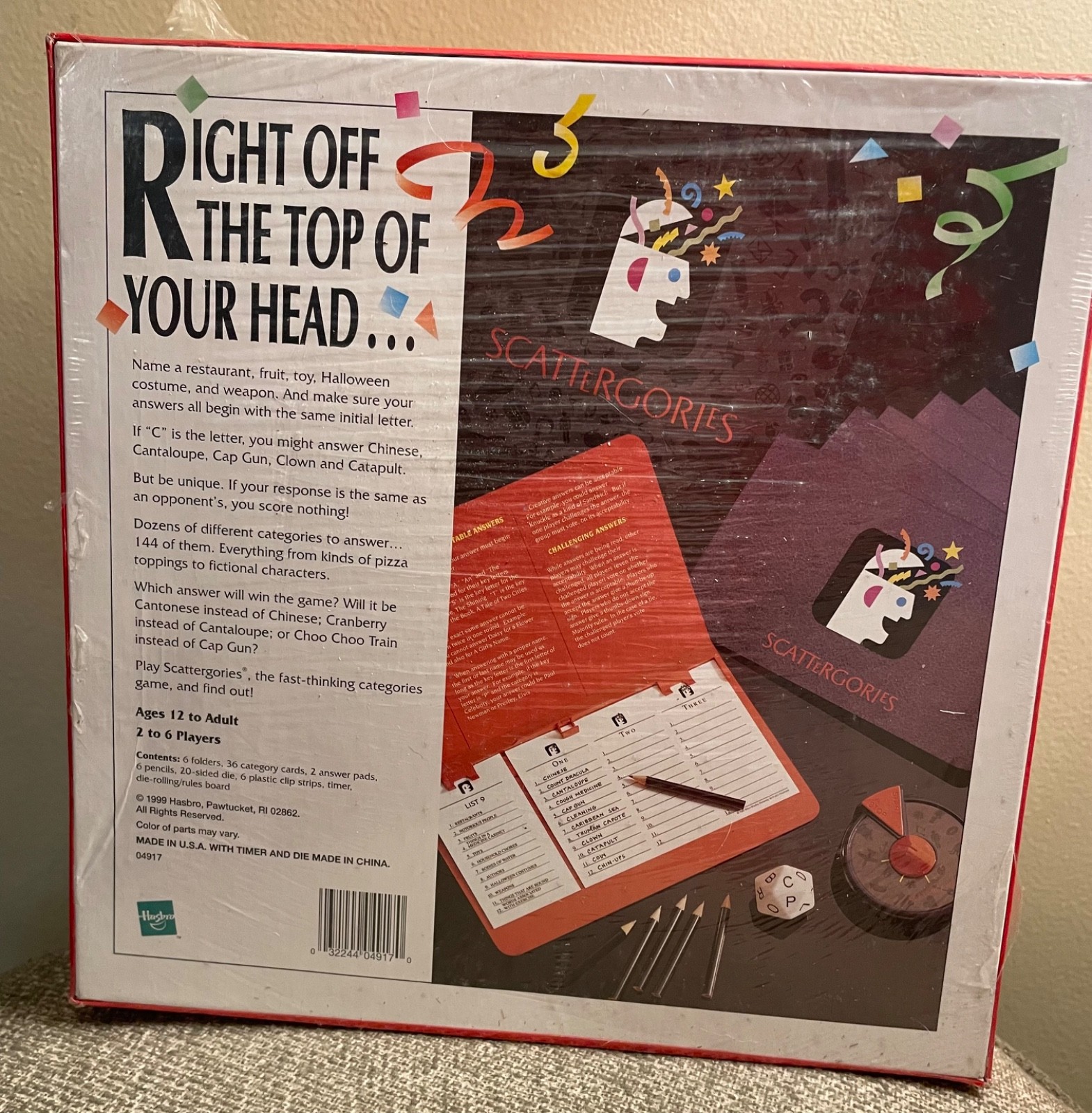 SCATTERGORIES Factory Sealed Box 1999 Edition Hasbro New In Box Family Game
