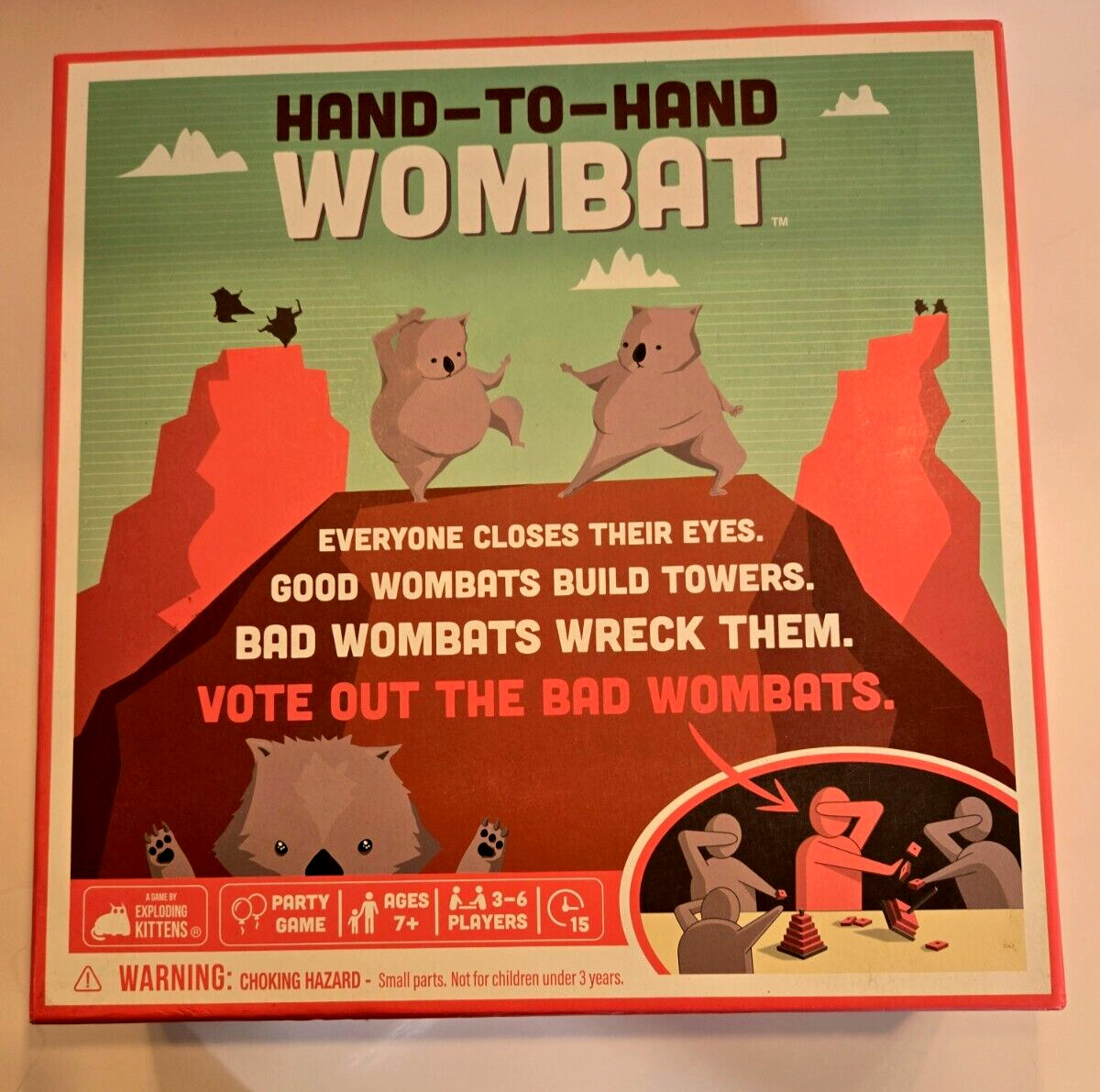 Hand-To-Hand Wombat Party Game by Pressman Ages 7+, 3-6 Players 15 Minutes