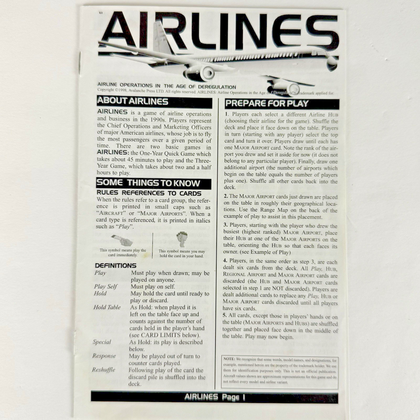 Airlines 2 United States – COMPLETE – Avalanche Press 1998 – 220 Cards