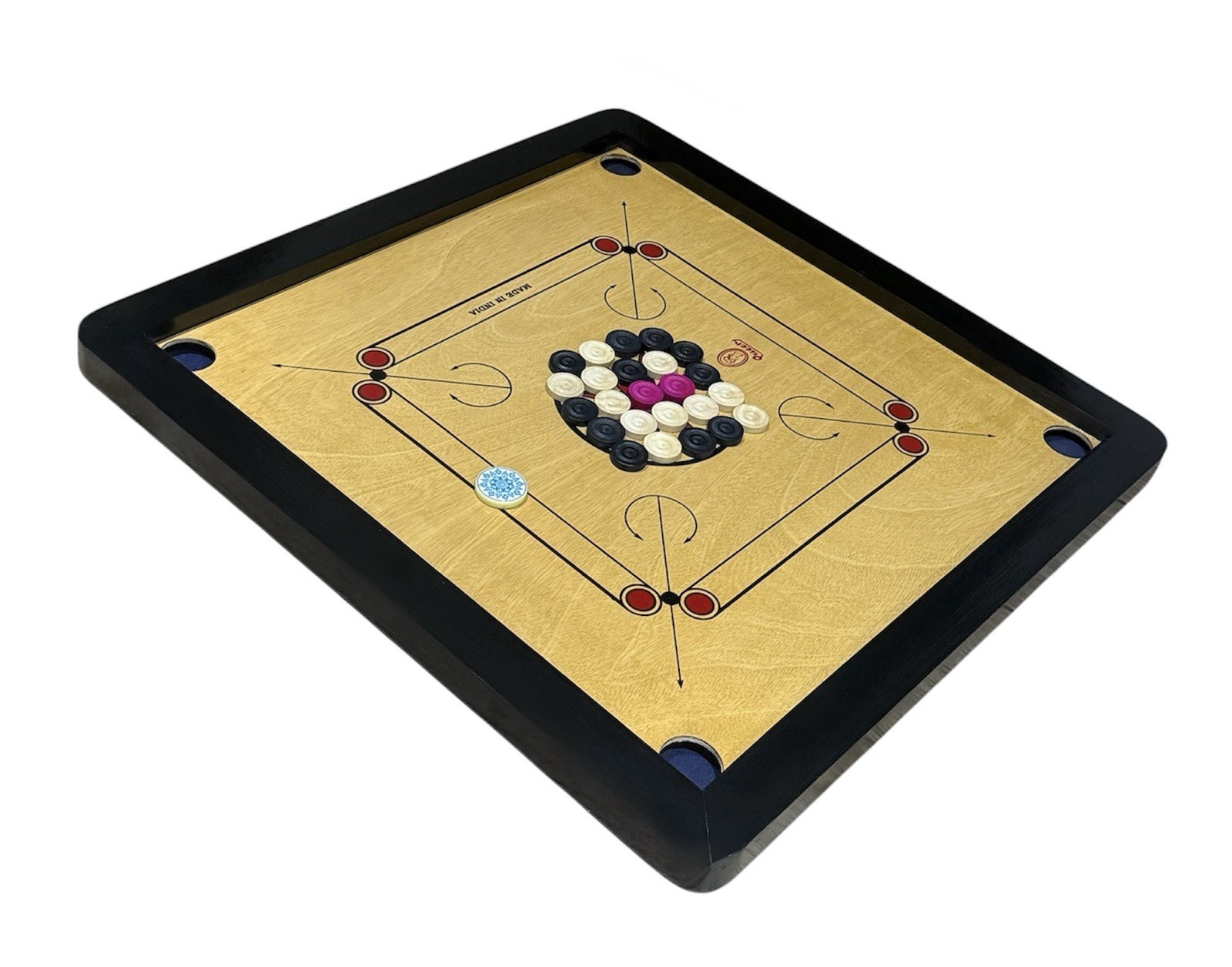 Premium Wooden Carrom Board Game 27×27 Inch with 24 Coins & 1 Striker-No Duties