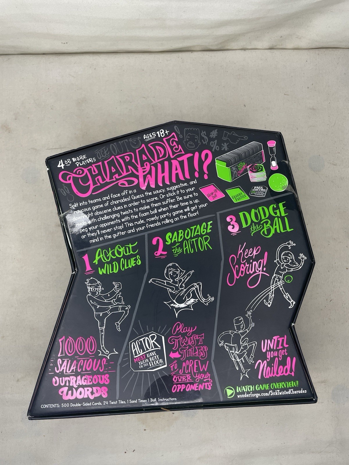 Sick & Twisted Charades Game Board Adult Fun, Party Game Wonder Forge