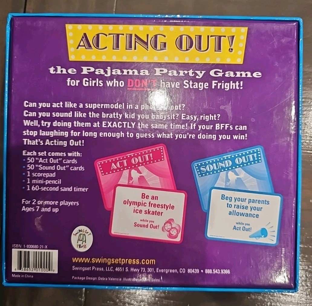 Acting Out! The Pajama Party Game For Girls Who Don’t Have Stage Fright! *GREAT*