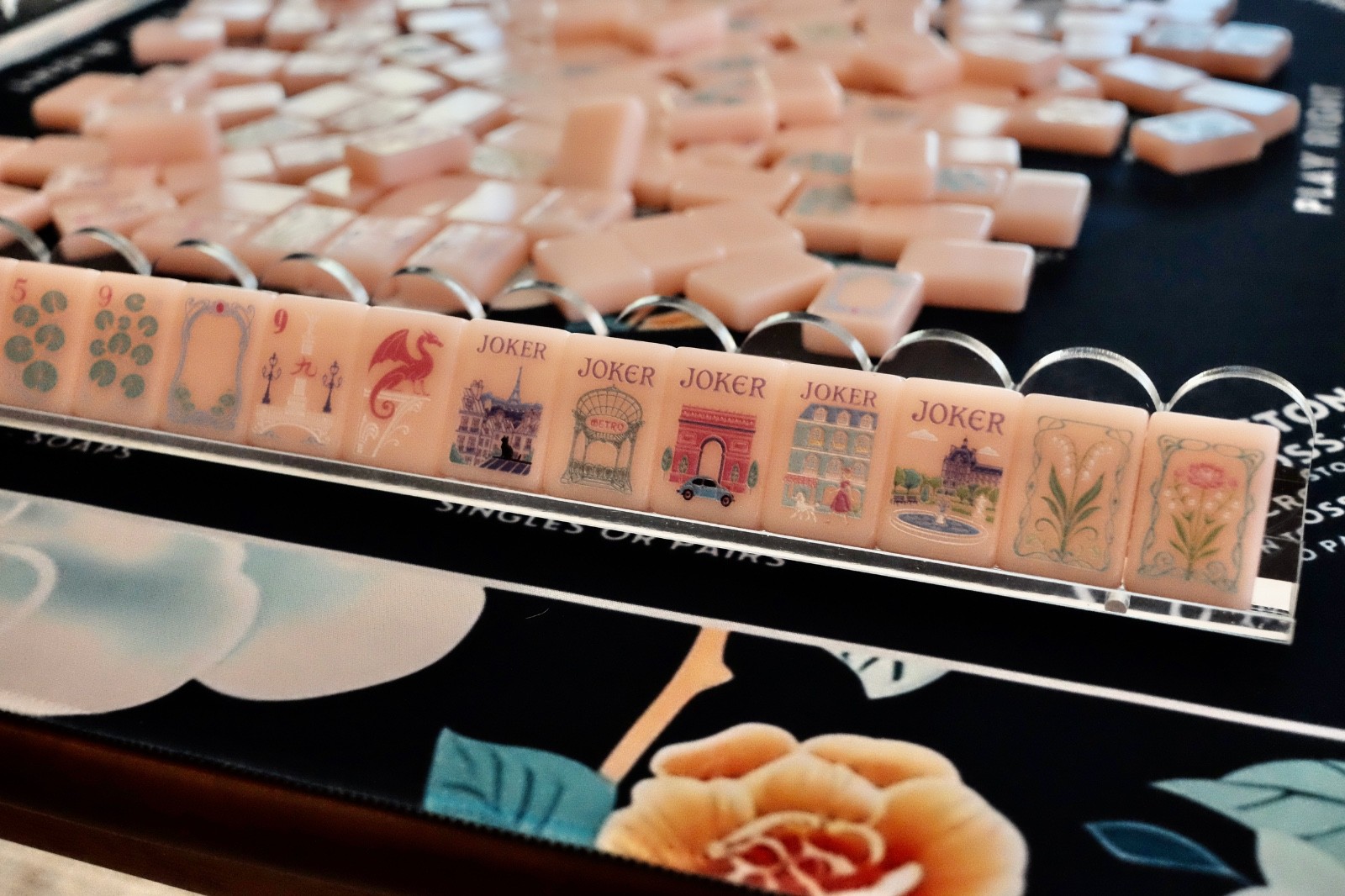 NEW! Pink Paris Mahjong Tiles – 160 American Engraved Tiles – Beautiful!