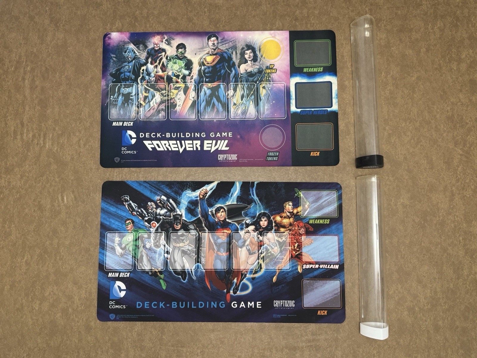 DC Deck Building Game Original Game 2013 & Forever Evil 2017 Promo Playmat