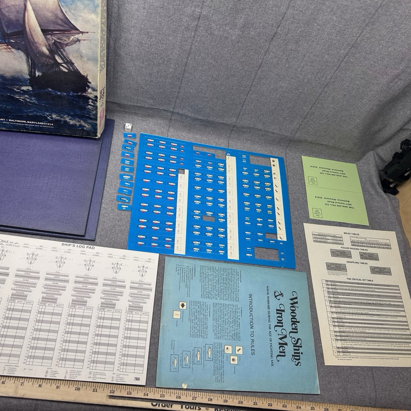 Avalon Hill Wooden Ships & Iron Men Bicentennial War Game 90% Unpunched 1975