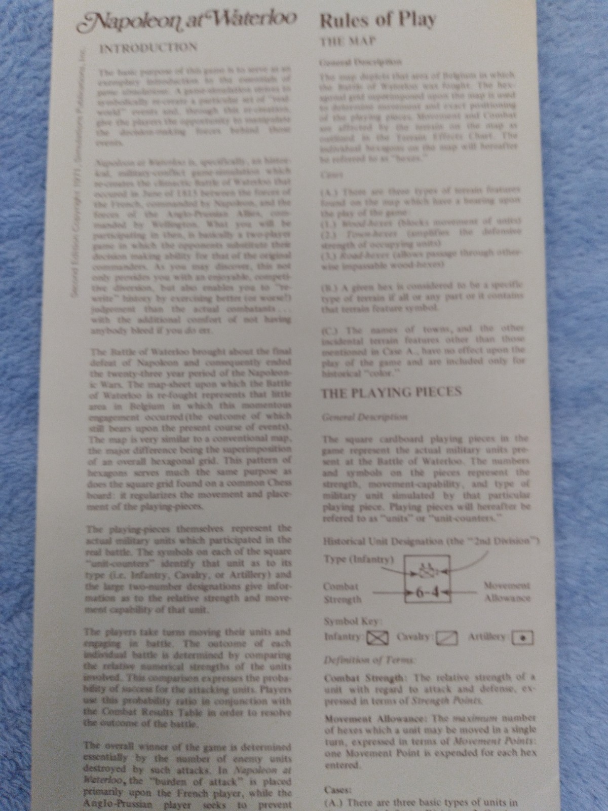 SPI Napoleon at Waterloo Wargame 1979 Vintage Hobby Gaming Simulation Inc.