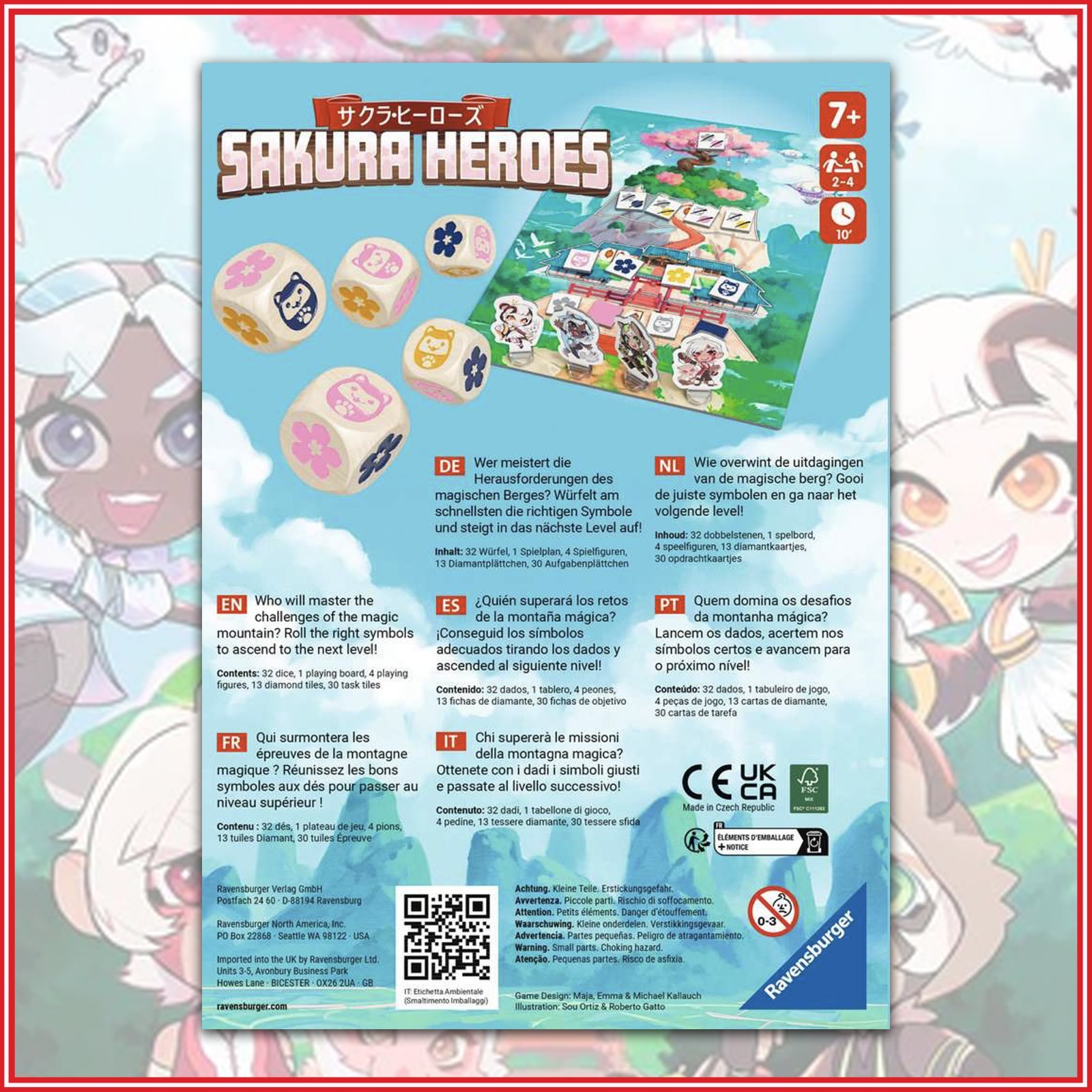 Sakura Heroes Anime 2-4 Players Ravensburger Fast-Paced Dice Board Game NEW