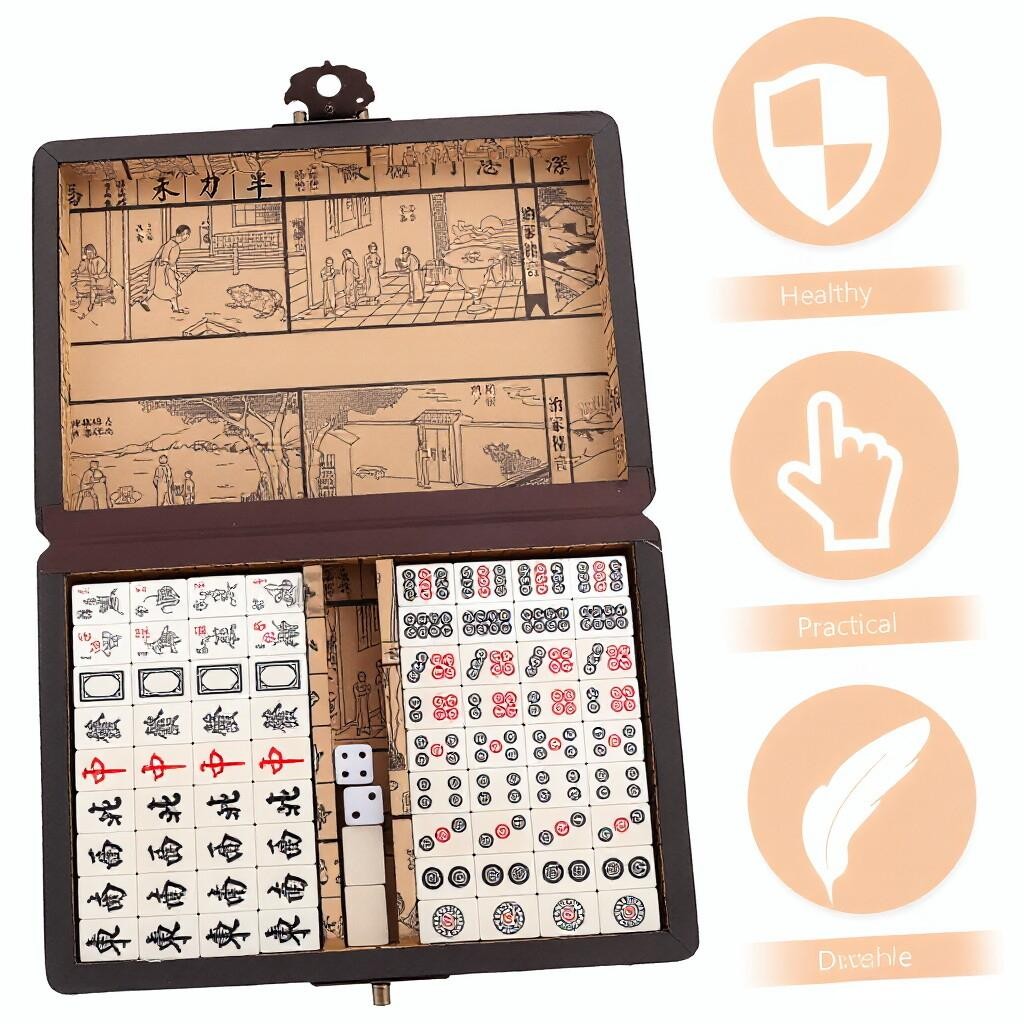Vintage Chinese Mahjong Set Traditional 144 Tiles Mah-Jong Game Set Case Box USA