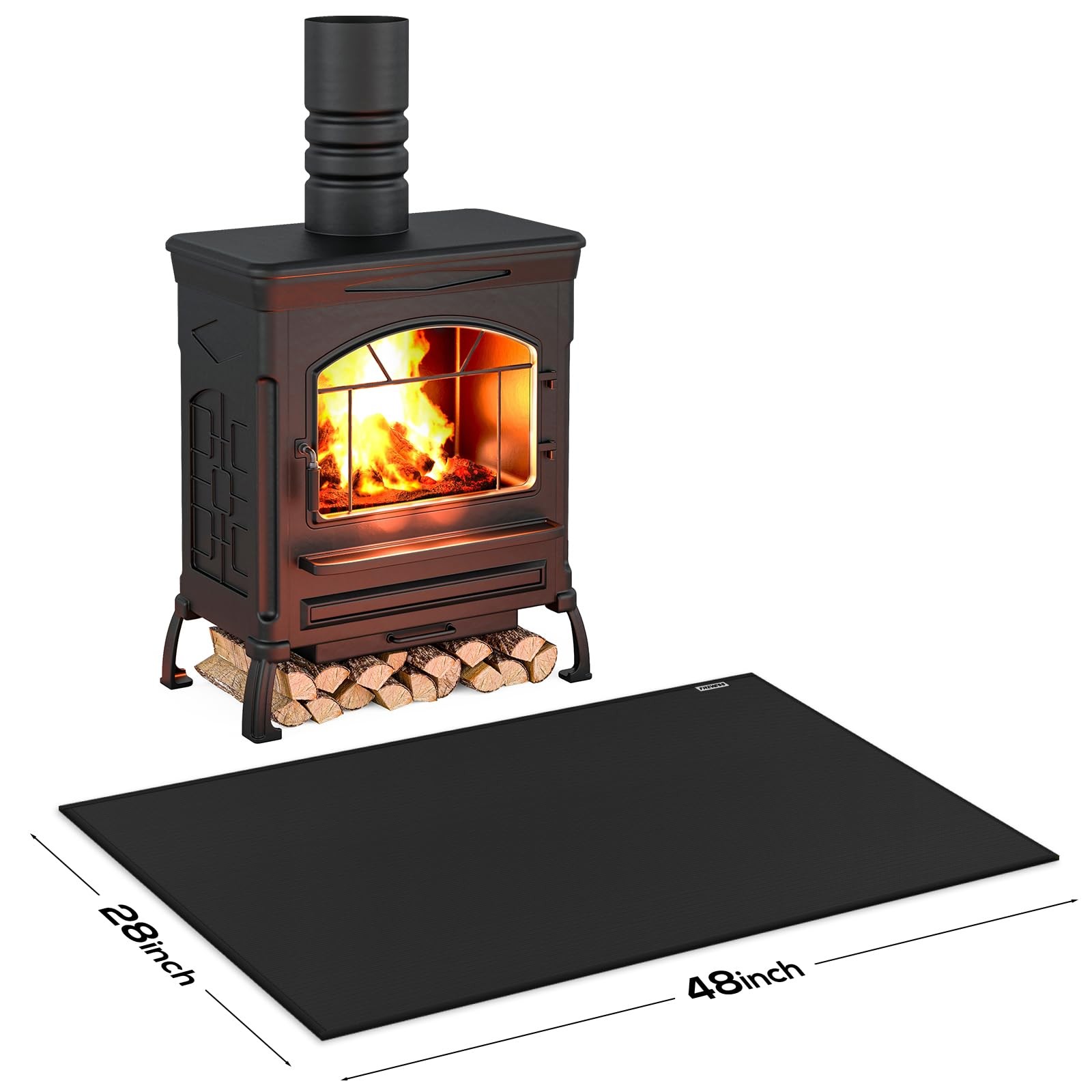 Hearth Rugs for Fireplaces Fire Resistant,48×28 inches 48x28inch, Black