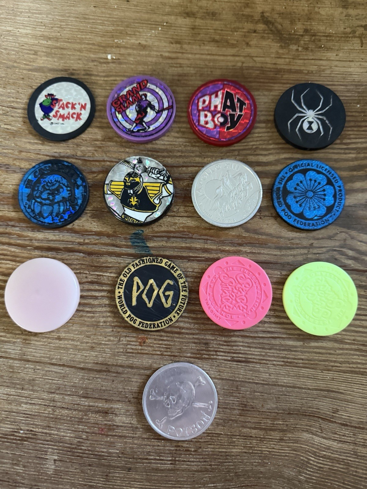 1990s Original 299 POGS & 10 Slammers/Game Boards/Notebook/Plastic storage box