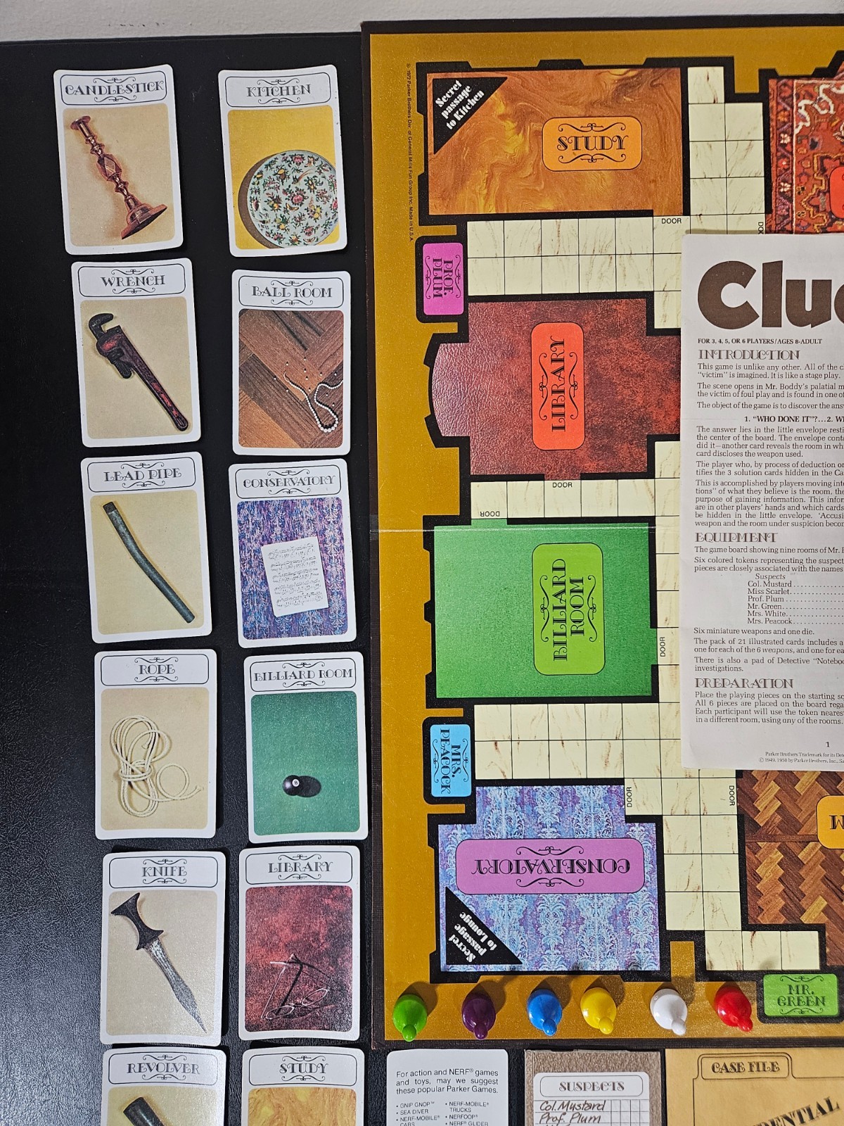 Vintage 1972 Clue Detective Board Game Complete Parker Brothers No. 45
