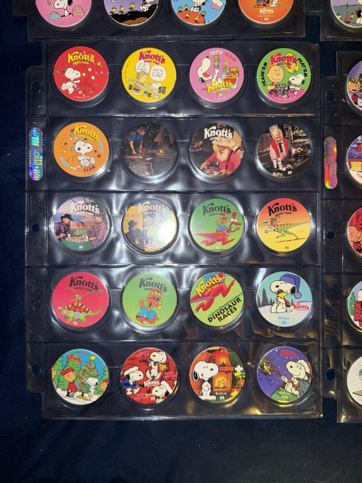 Knotts berry farms Pogs set 95 vintage pog milk caps Peanuts Snoopy