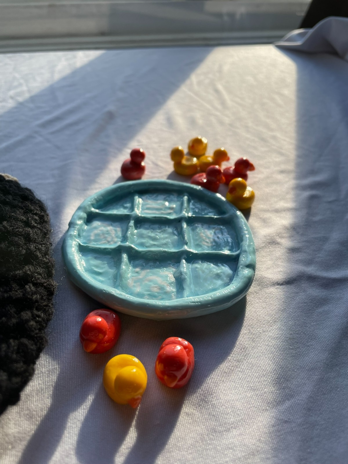 Ducks Tic Tac Toe Board Game Set Handmade Clay Game by STAYOKBRAND