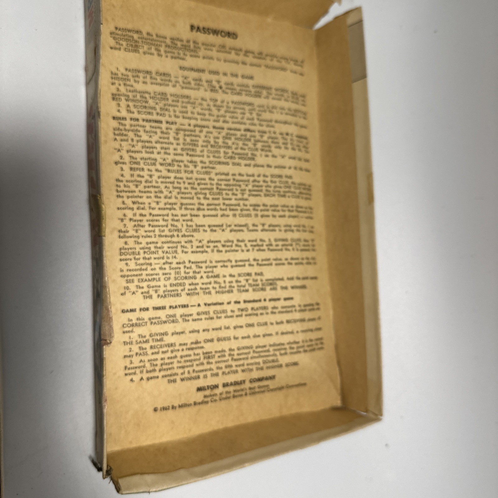 #0- 1963 Password Game 4260 Volume Three Milton Bradley Vintage Board