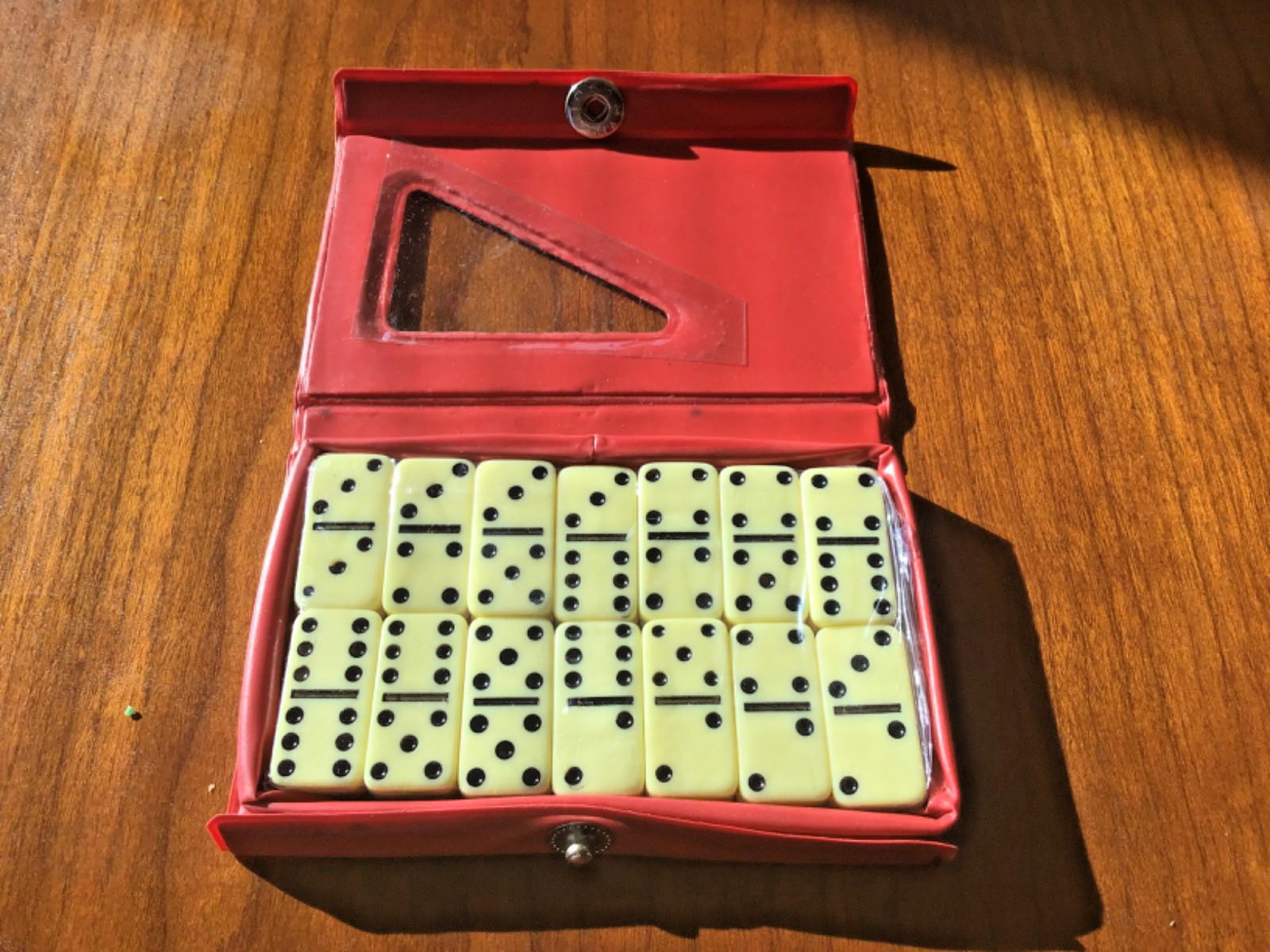 Vintage Double 6 Dominoes Travel Size New With Red Case