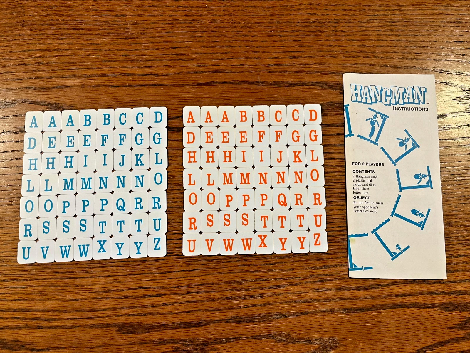 Vintage 1988 Hangman Game ~ Replacements (112 Letters) (Full Set) & Instructions