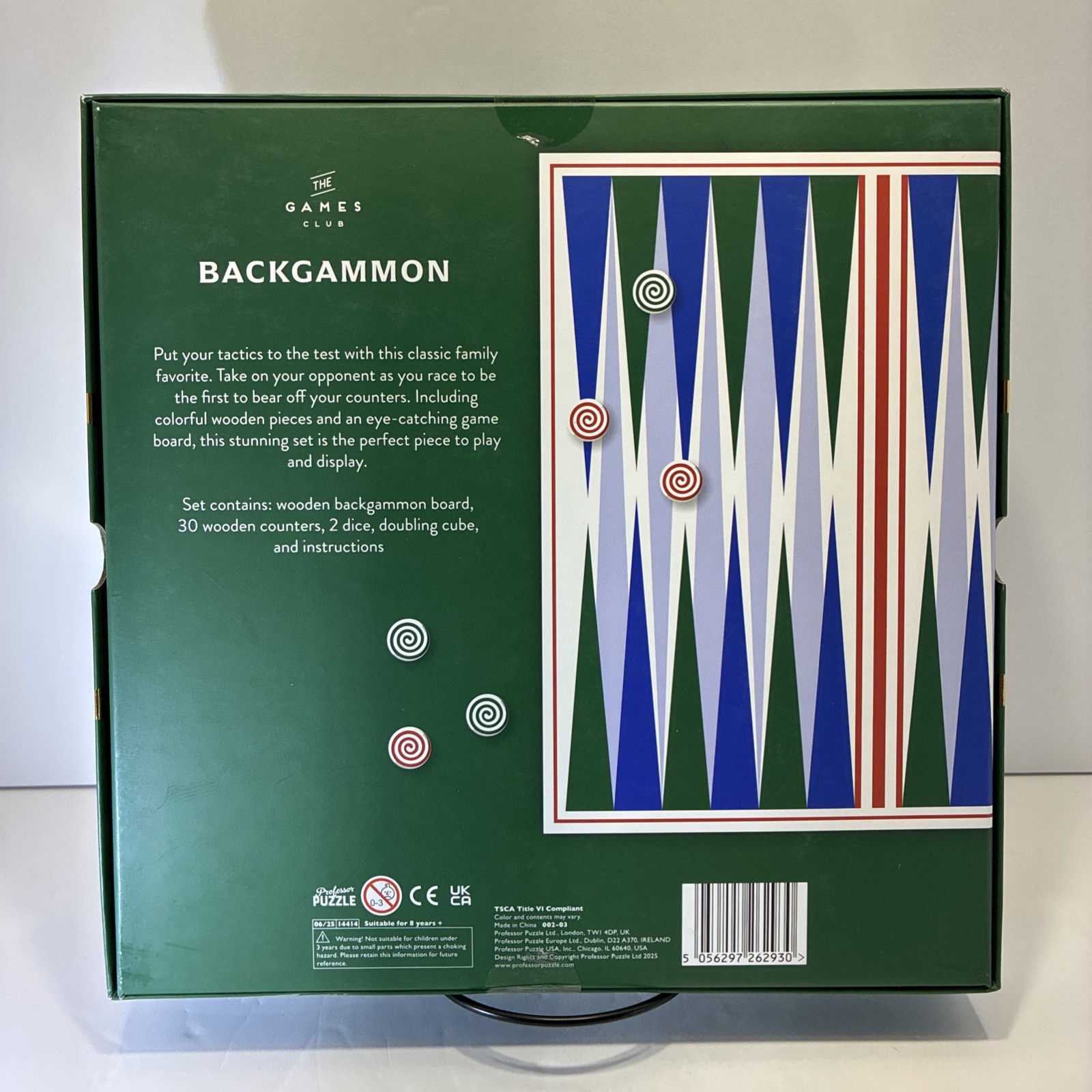 The Games Club Backgammon Wooden Game Set New in Box Professor Puzzle 8 + years
