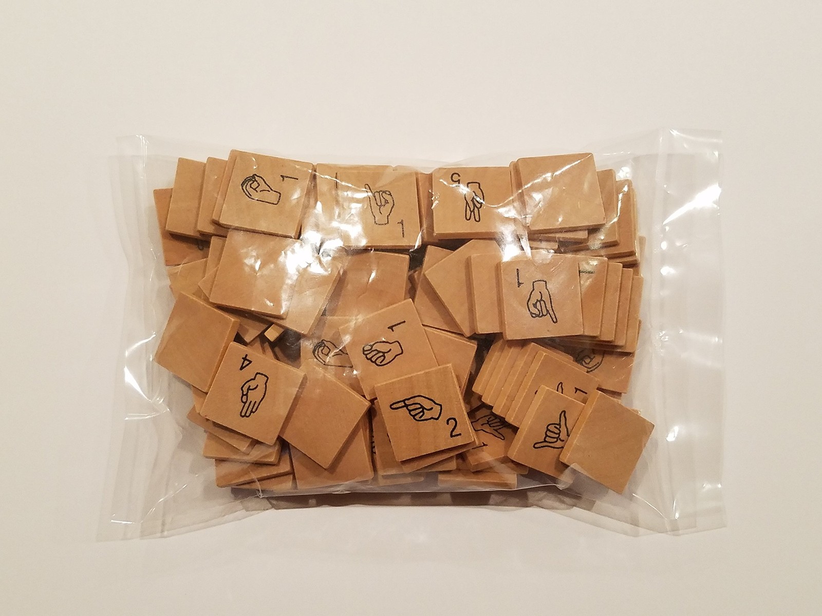 Iconoglyph American Sign Language Game Tiles | 1.5 x 1 x 0.125 inches, Brown