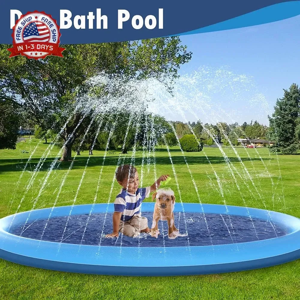 Raxurt Splash Pad, 87in Anti-Slip Splash Pad for Kids Dogs Thickened Durable Bat