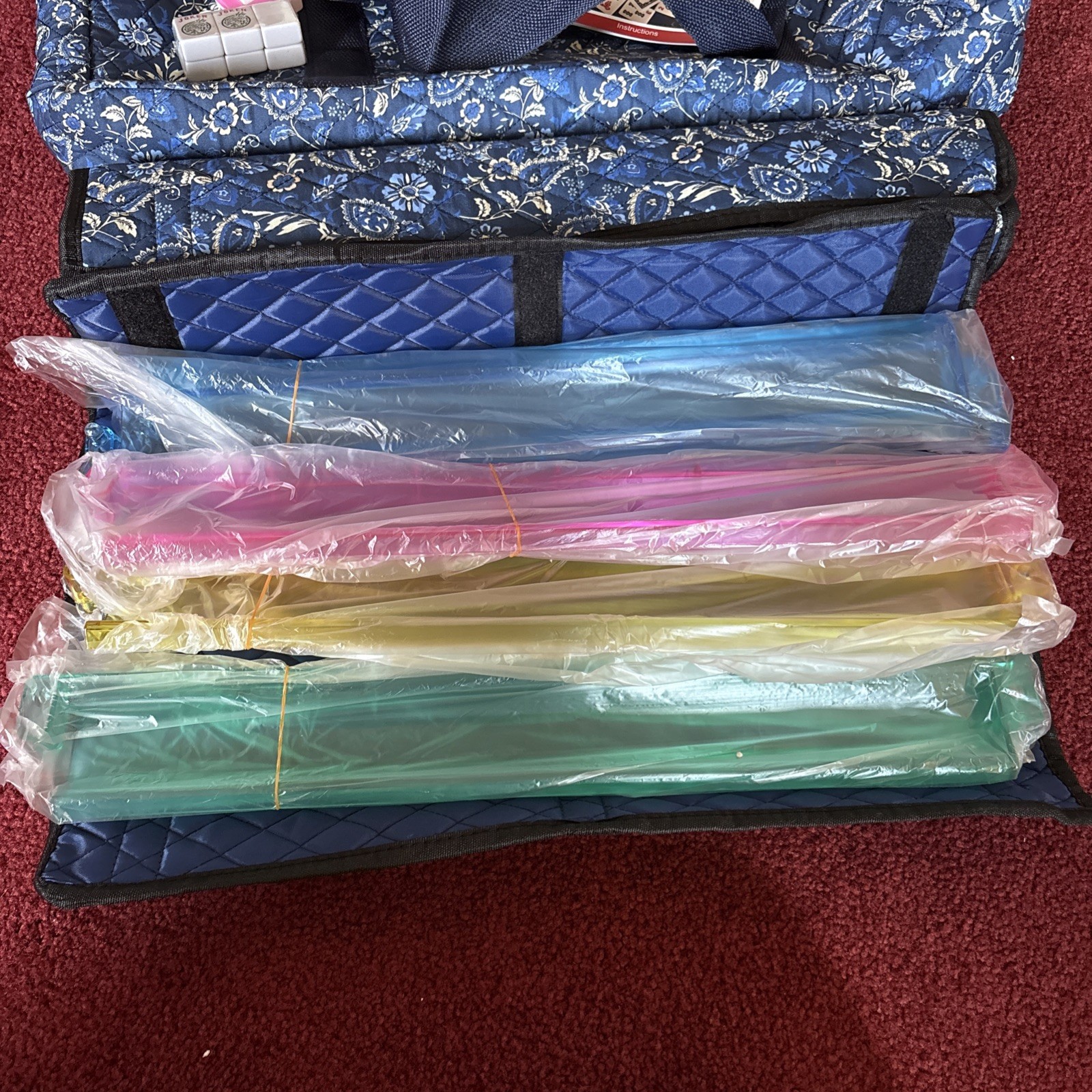 American Mahjong Set with Blue Carrying Bag, 166 White Tiles, 4 All-in-One Ra…