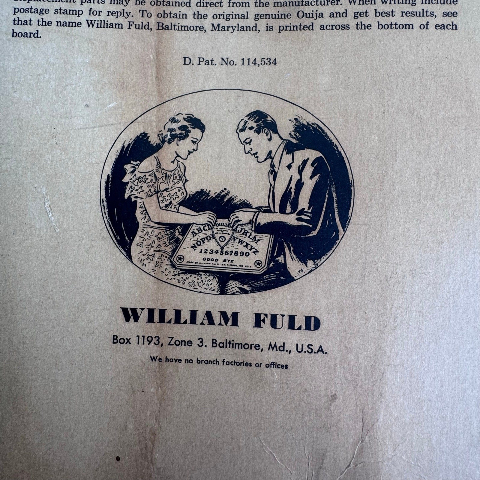 Haunted 1950s OUIJA Board Mystifying Oracle William Fuld Pre Parker Brothers
