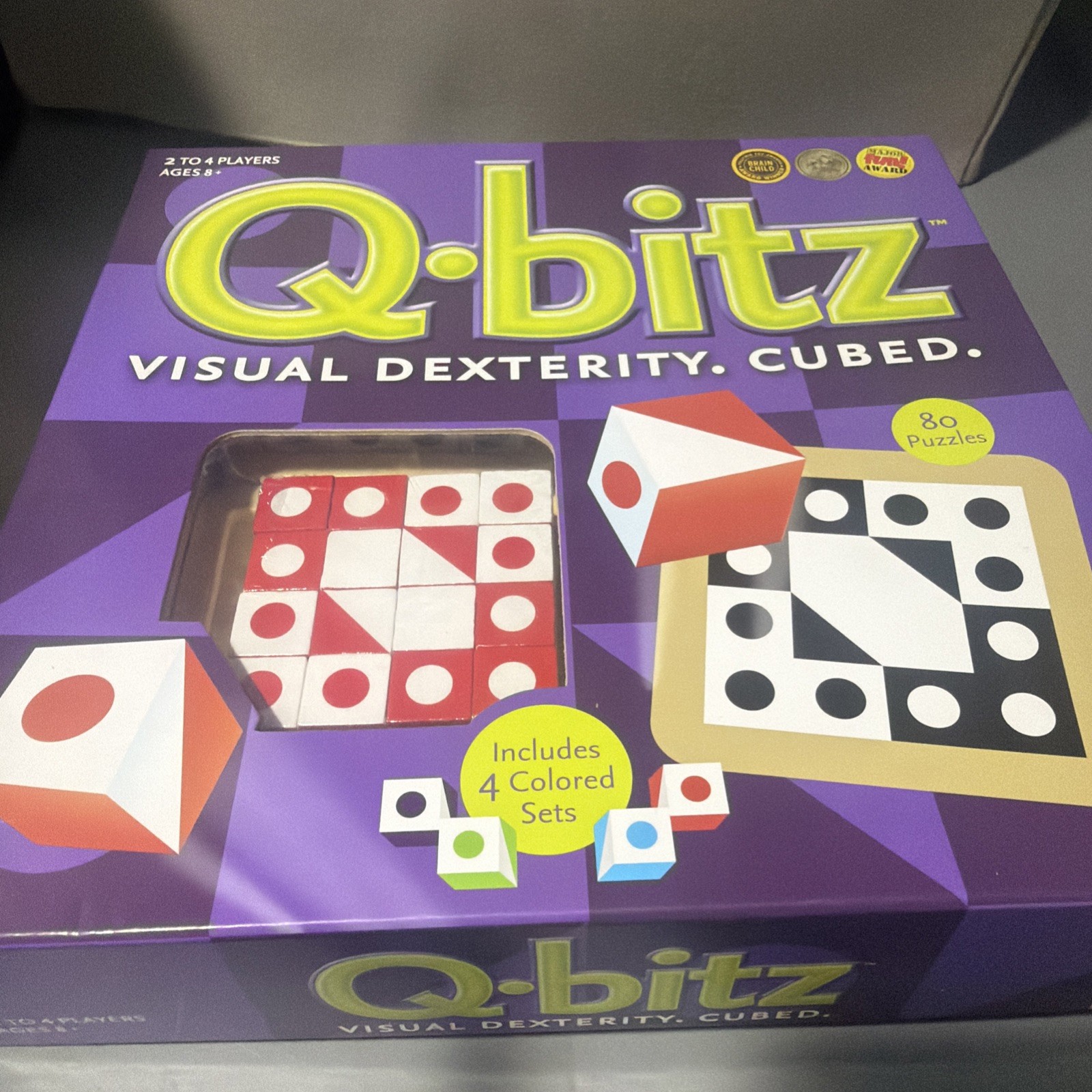 MindWare Q-bitz Visual Dexterity Cubed Pattern Matching Board Game COMPLETE.