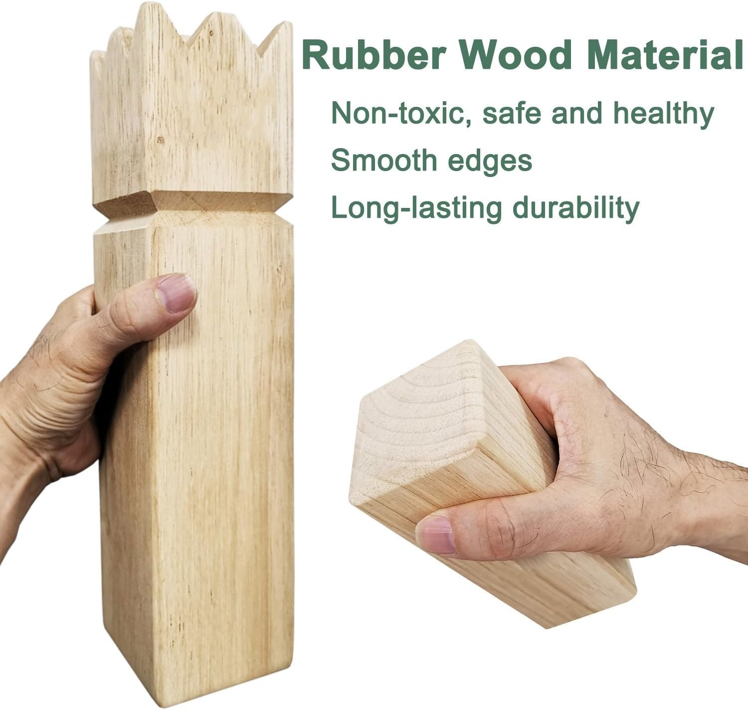 Kubb Game Set Rubberwood Viking Toss with Bag Outdoor Family Fun