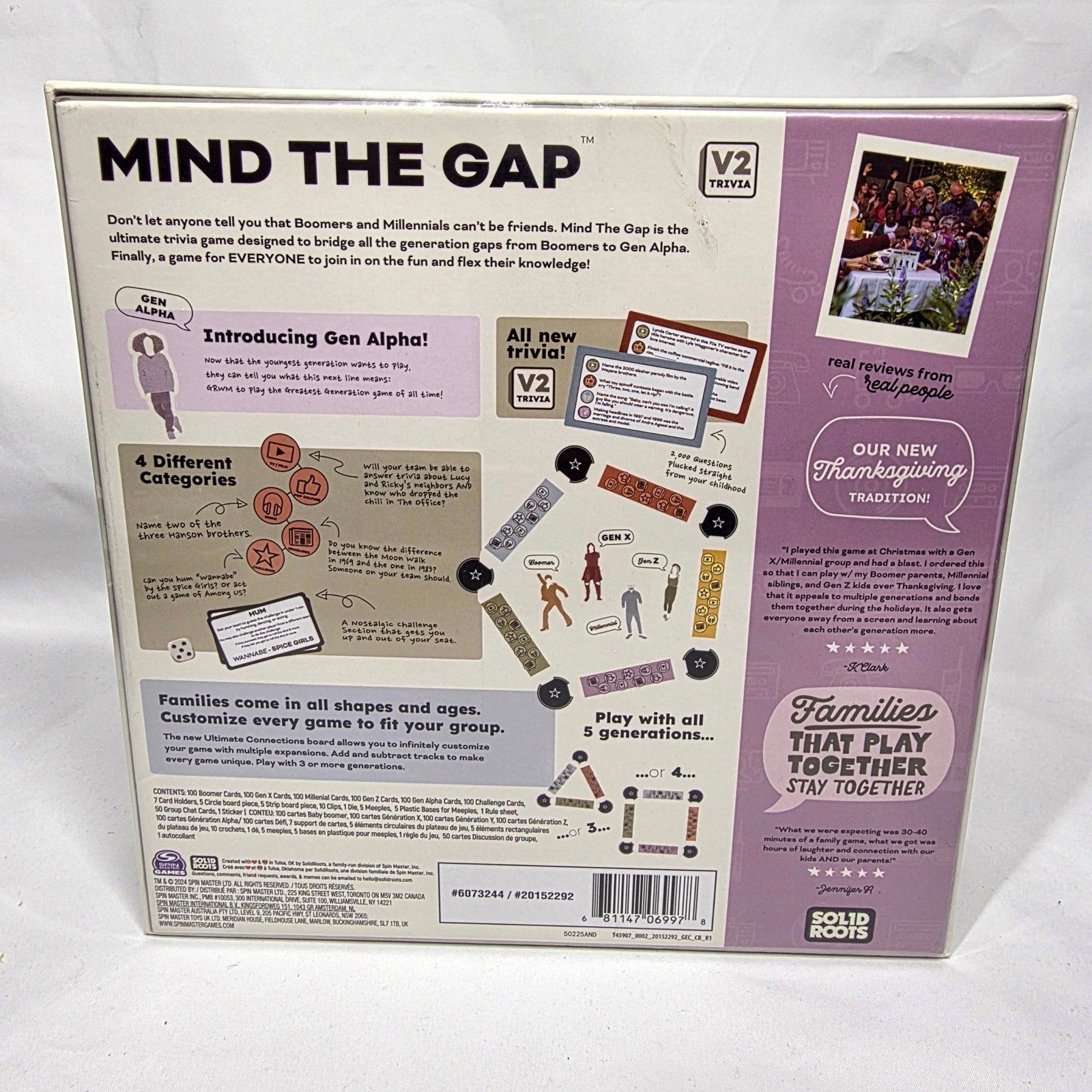 Solid Roots Mind The Gap Board Game Unisex OS Multicolor V2 Trivia Gen Alpha NEW