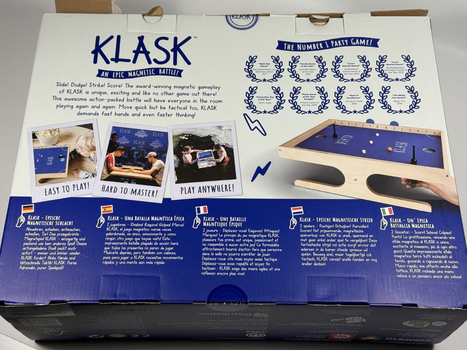 KLASK Board Game An Epic Magnetic Battle 2-player Kids & Adults Denmark w/Box