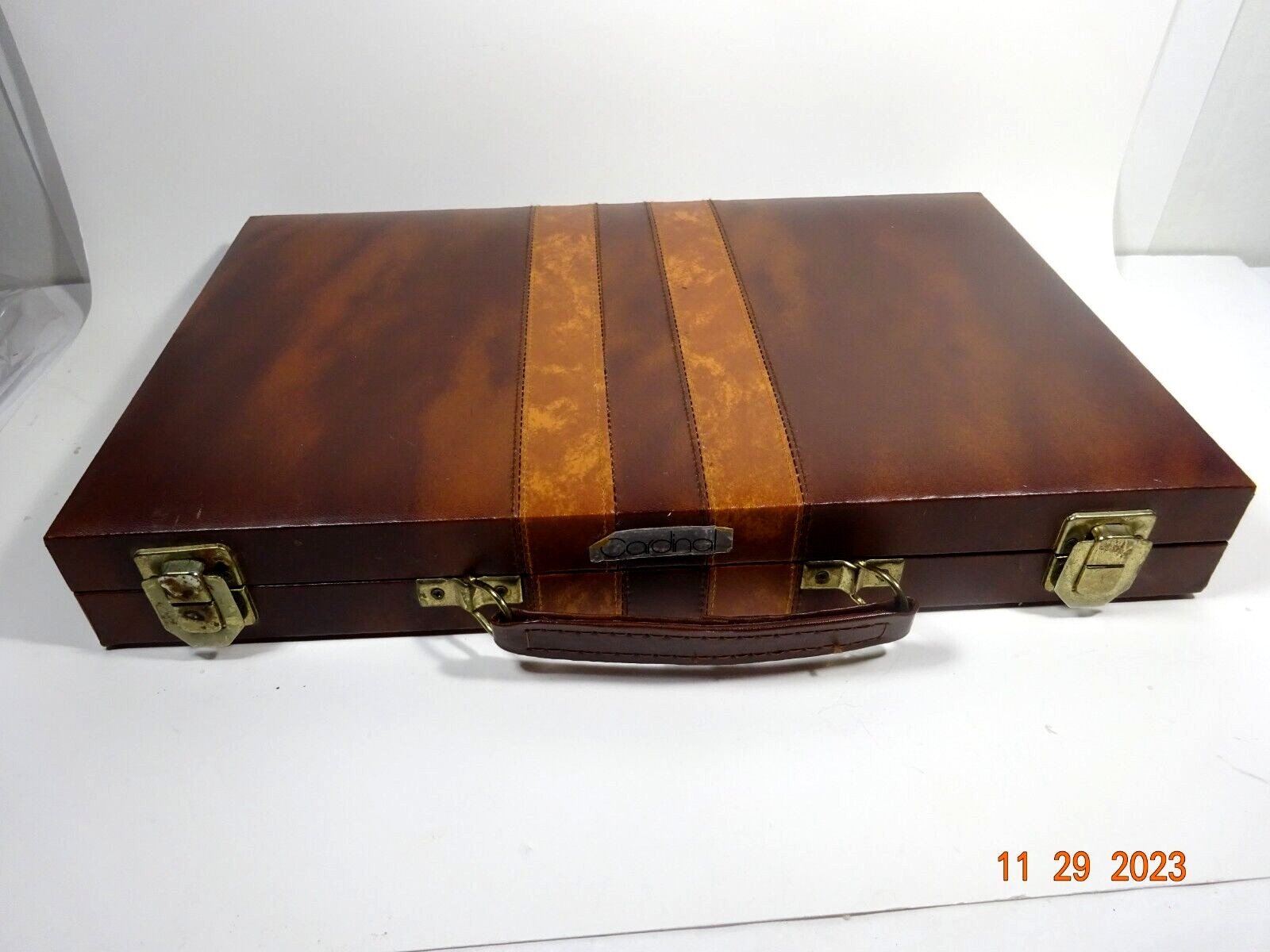 Vintage Cardinal Prestige Backgammon Game with Instructions Beige and Brown