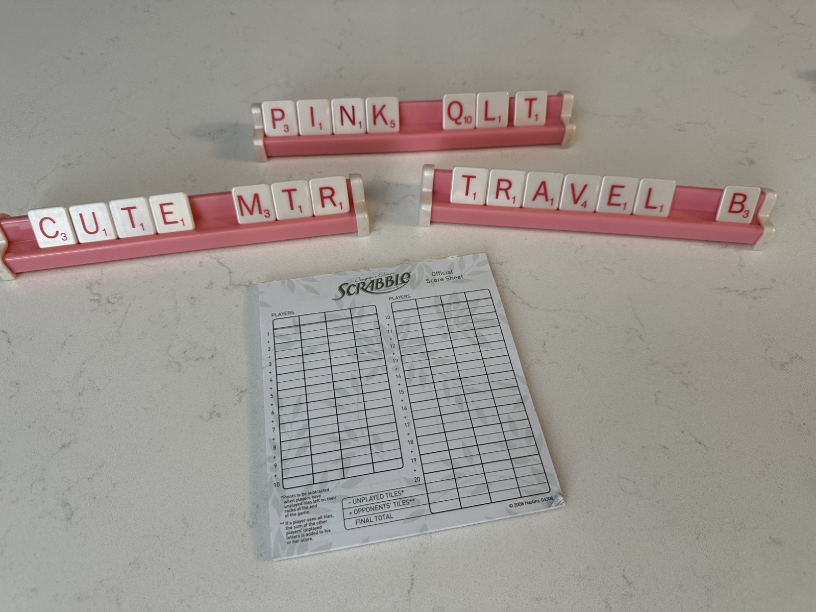 Designer’s Edition Scrabble 2008 Hasbro -Pink Toys R Us Missing 1 L No Board