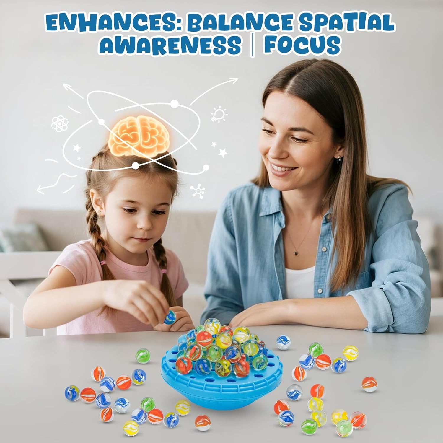 Marble Balance Game, Wobble Marble Stacking Game for Kids 6+, Family Games for K