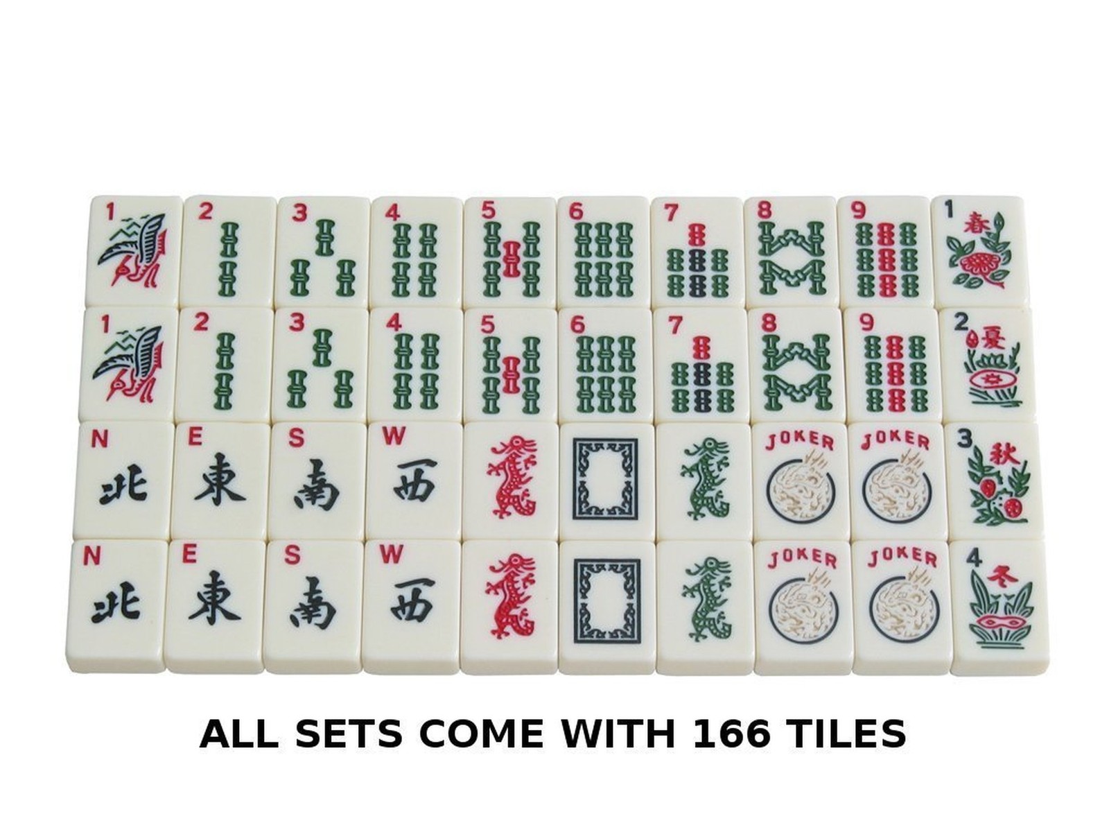 American Mah Jong Set – 166 Ivory Colored Engraved Tiles, 4 x Combo Rack/Push…