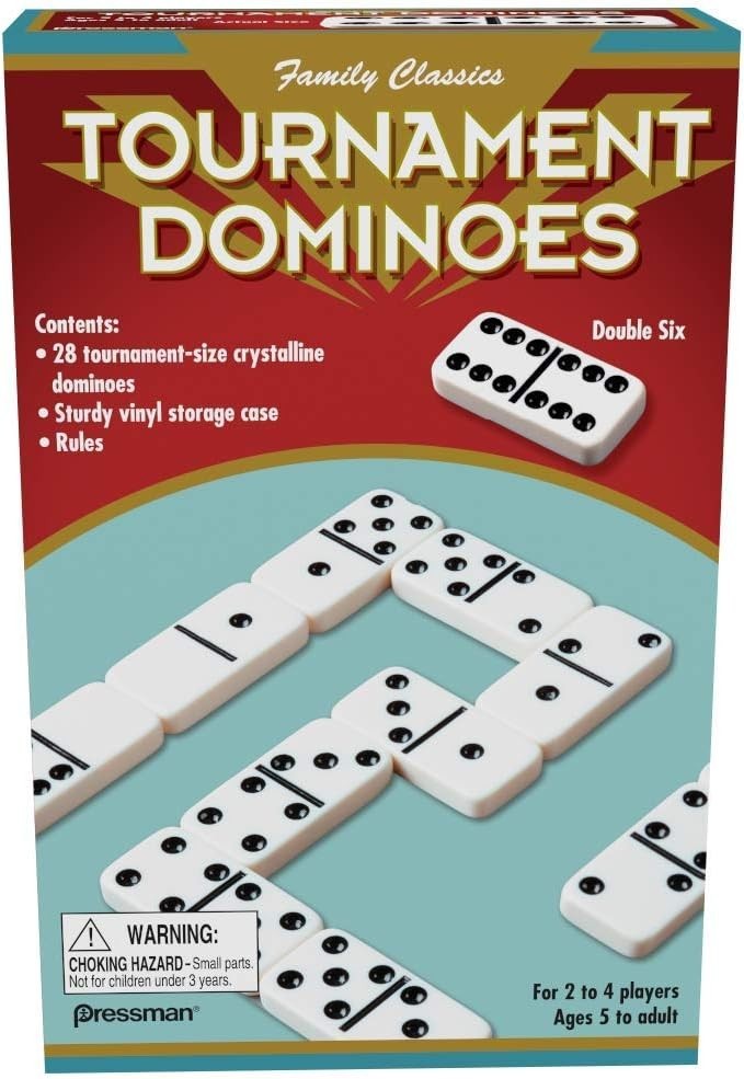 Family Classics Tournament Dominoes: Double Six Crystalline Set for 2-4 Players