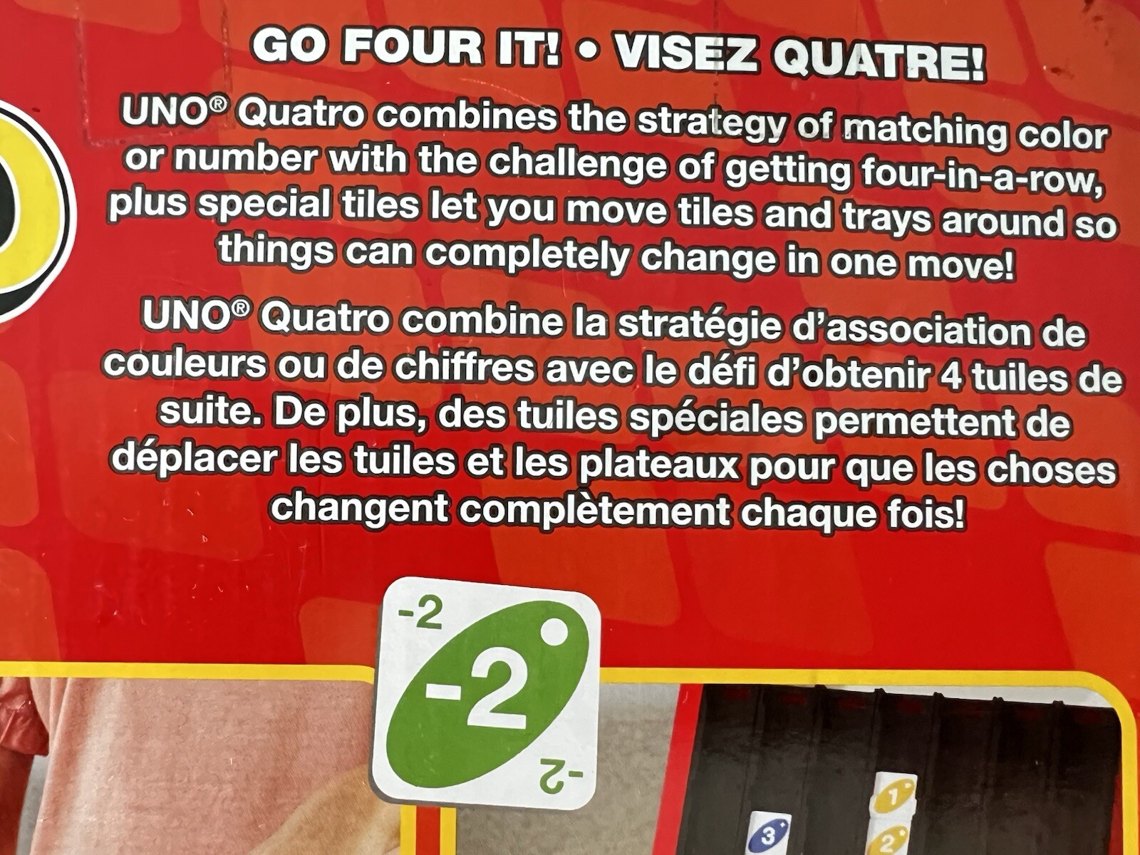 Uno Quatro Game Family Gaming Party Game Board Games Toys Kid Age 7+ NEW
