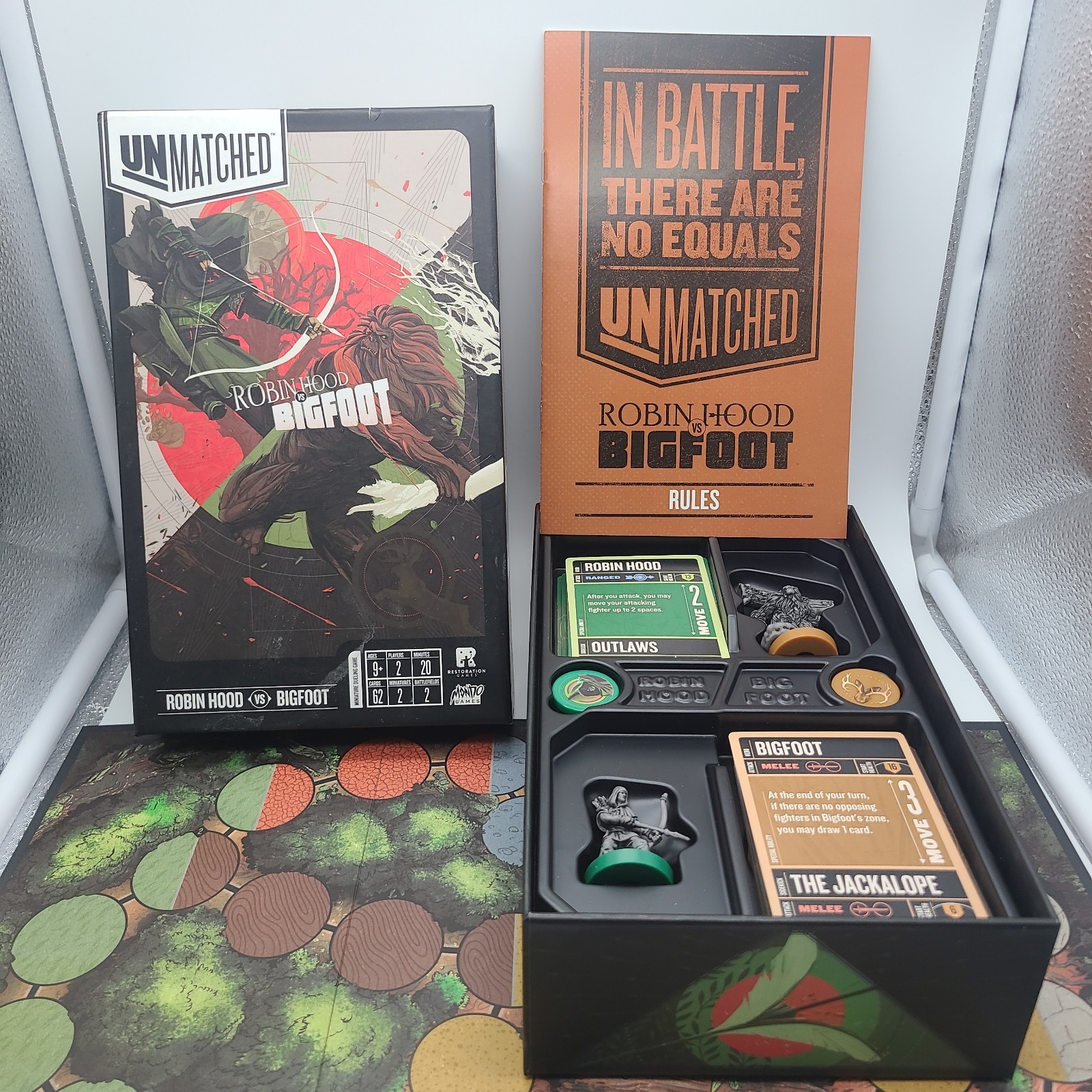Restoration Games Unmatched Robin Hood Vs. Bigfoot Board Game Mondo Complete