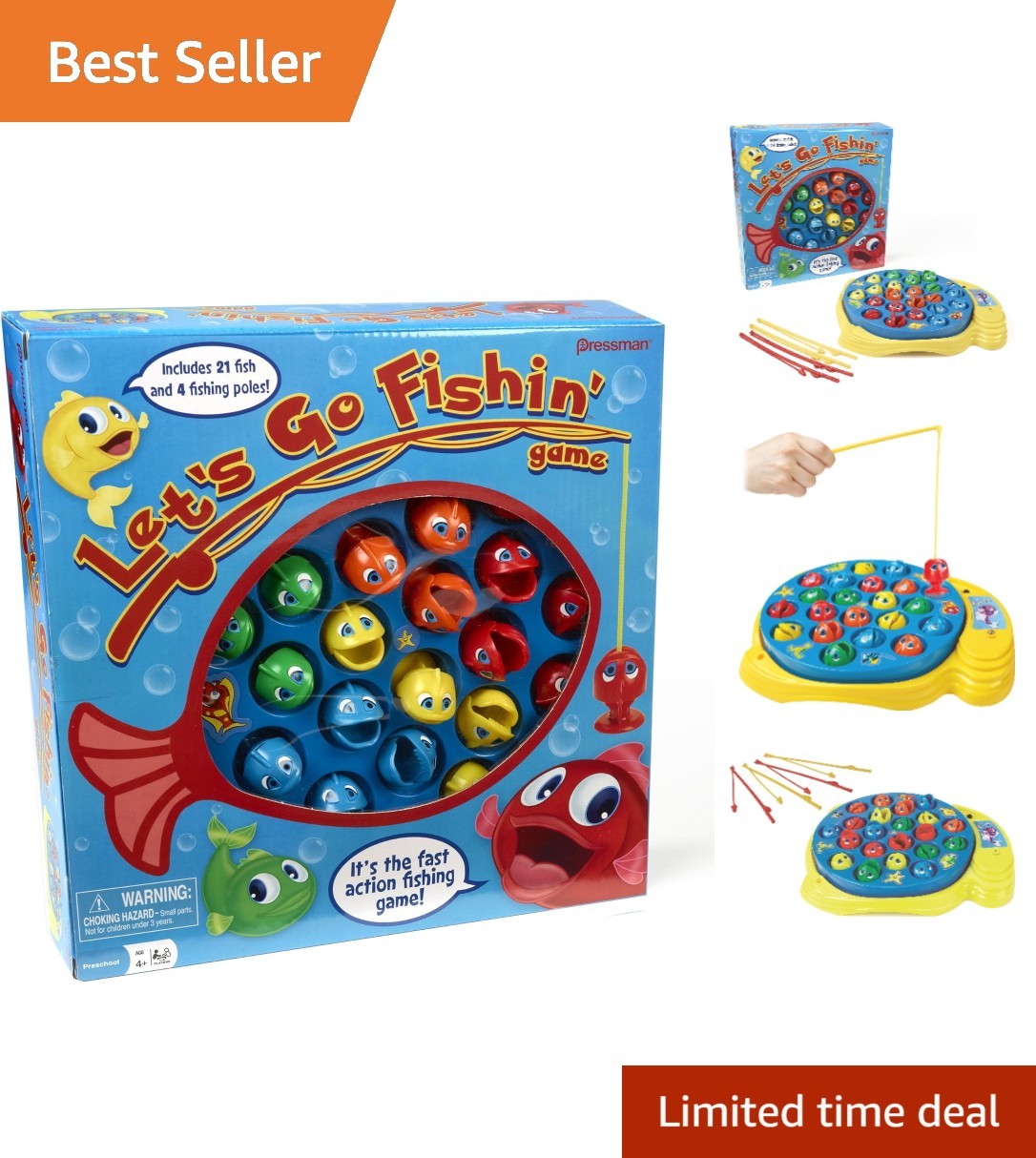 Fast-Action Fishing Game – Let’s Go Fishin’ for Kids Ages 4 and Up, 1-4 Players
