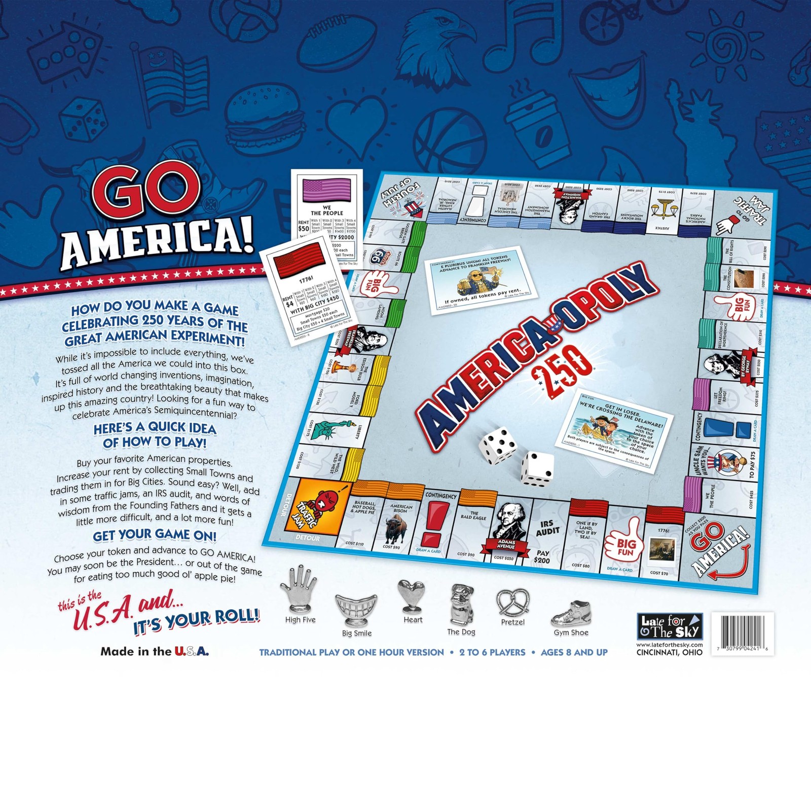 America-Opoly 250th Board Game for Families, 2–6 Players, Ages 8+, Celebratin…