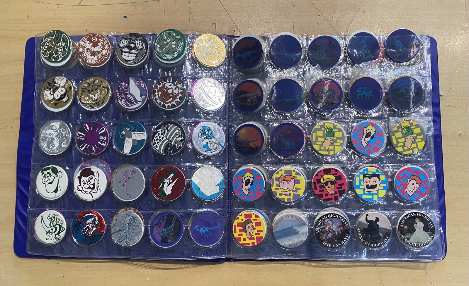 Full Collector Cap Album Of Pogs & Off Brand Pogs. 300 Total Collectable Caps