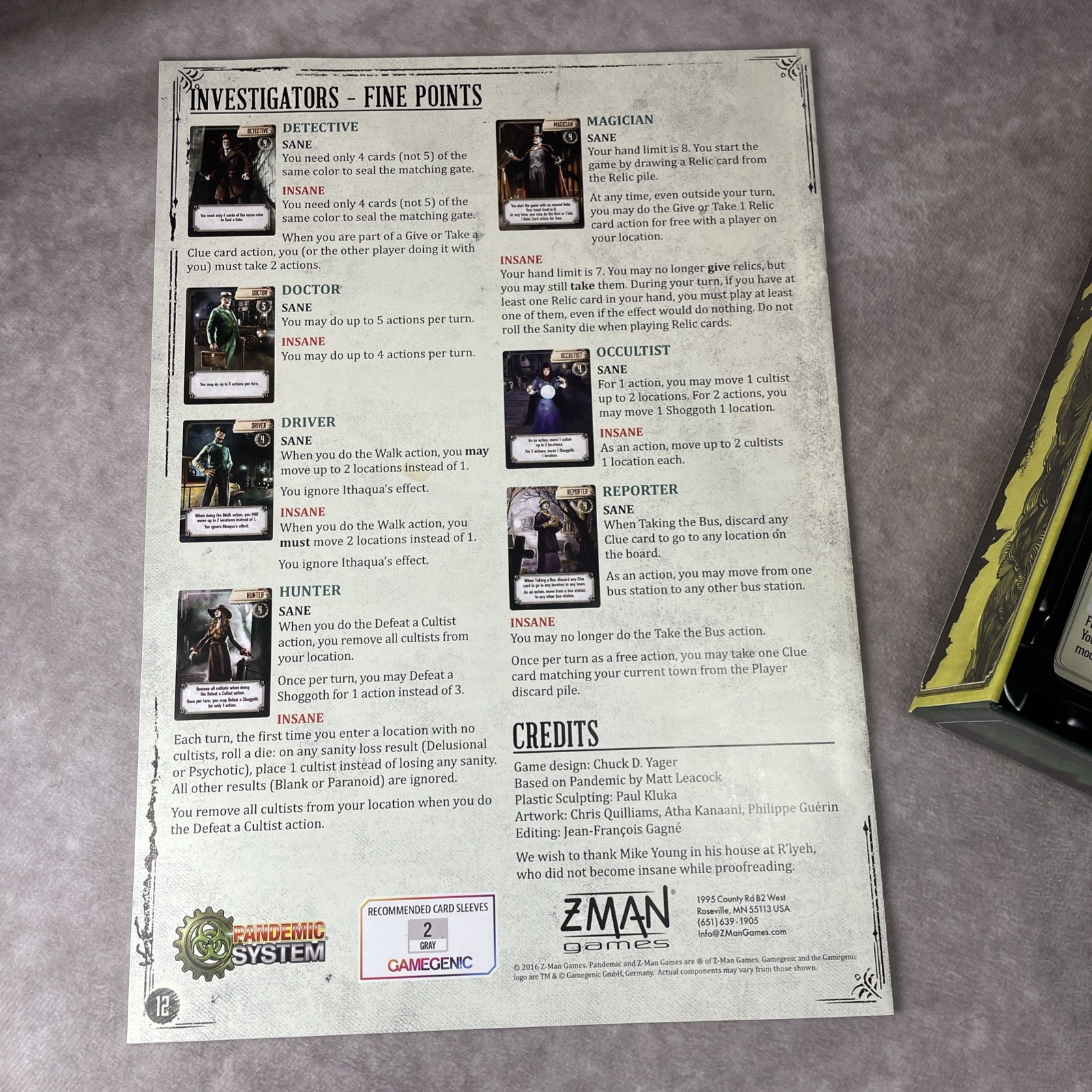 Pandemic Reign Of Cthulhu Z-Man Games Board Game – 100% Complete