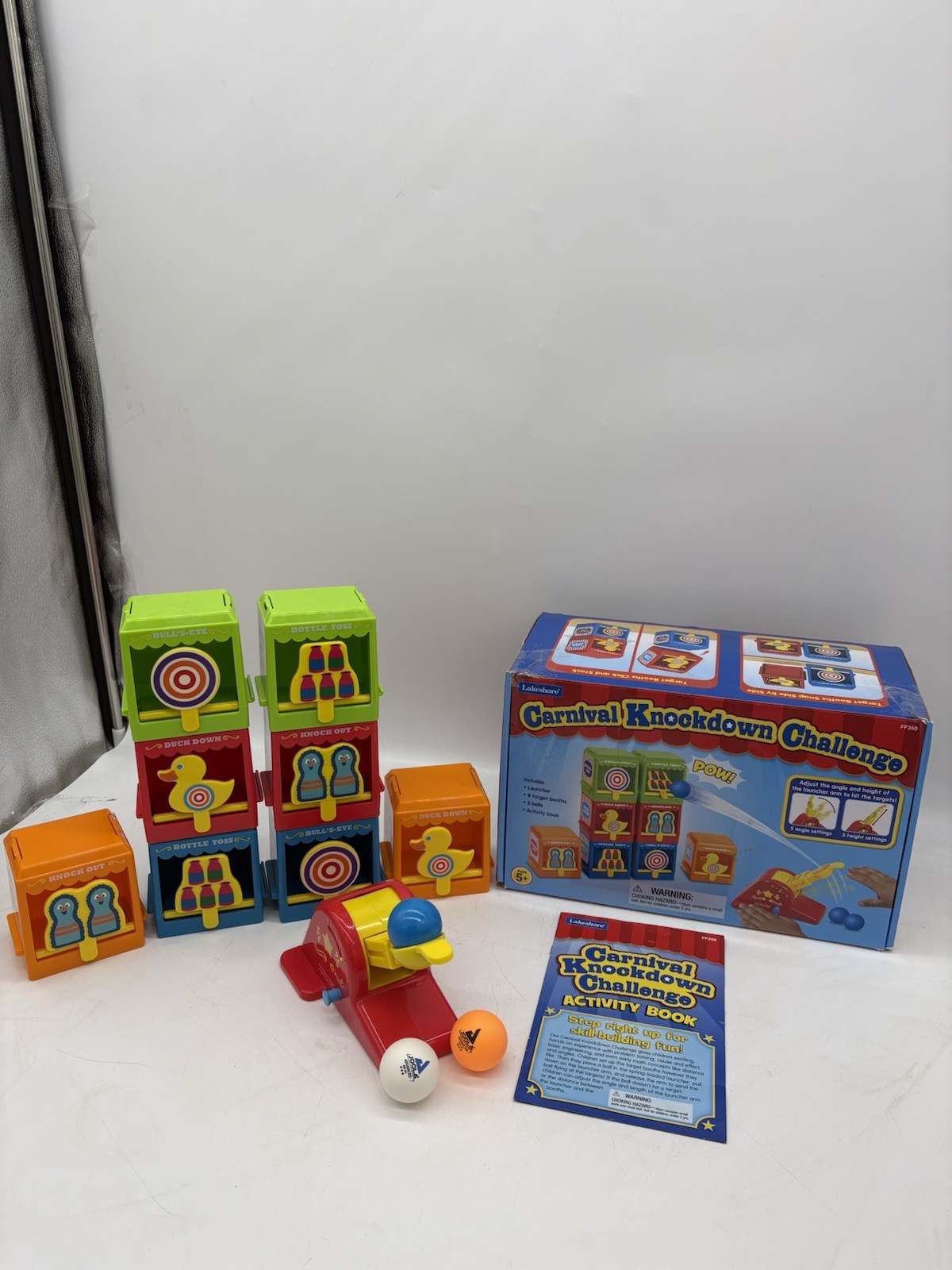Lakeshore Carnival Knockdown Challenge FF350 Game Complete w/2 REPLACEMENT BALLS