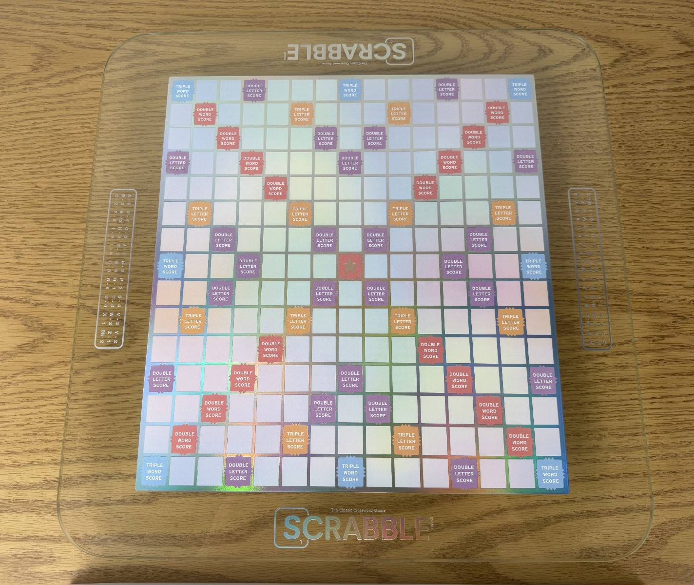 SCRABBLE AURA Glass Game WS Game Rotating Board Lazy Susan Open Box