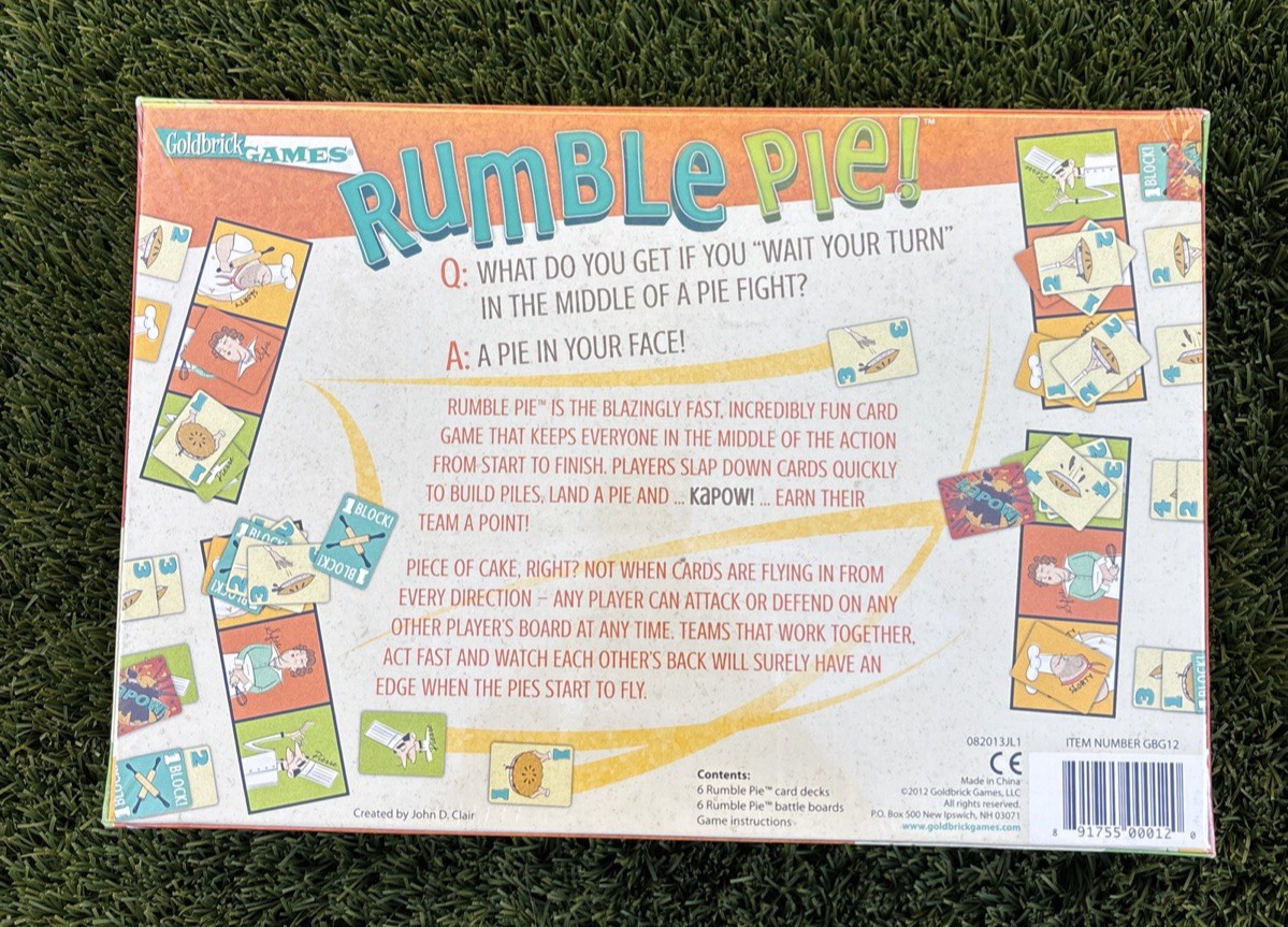 RUMBLE PIE! Game Ages 8 Up Game Family Fun Fast Paced- New/Sealed