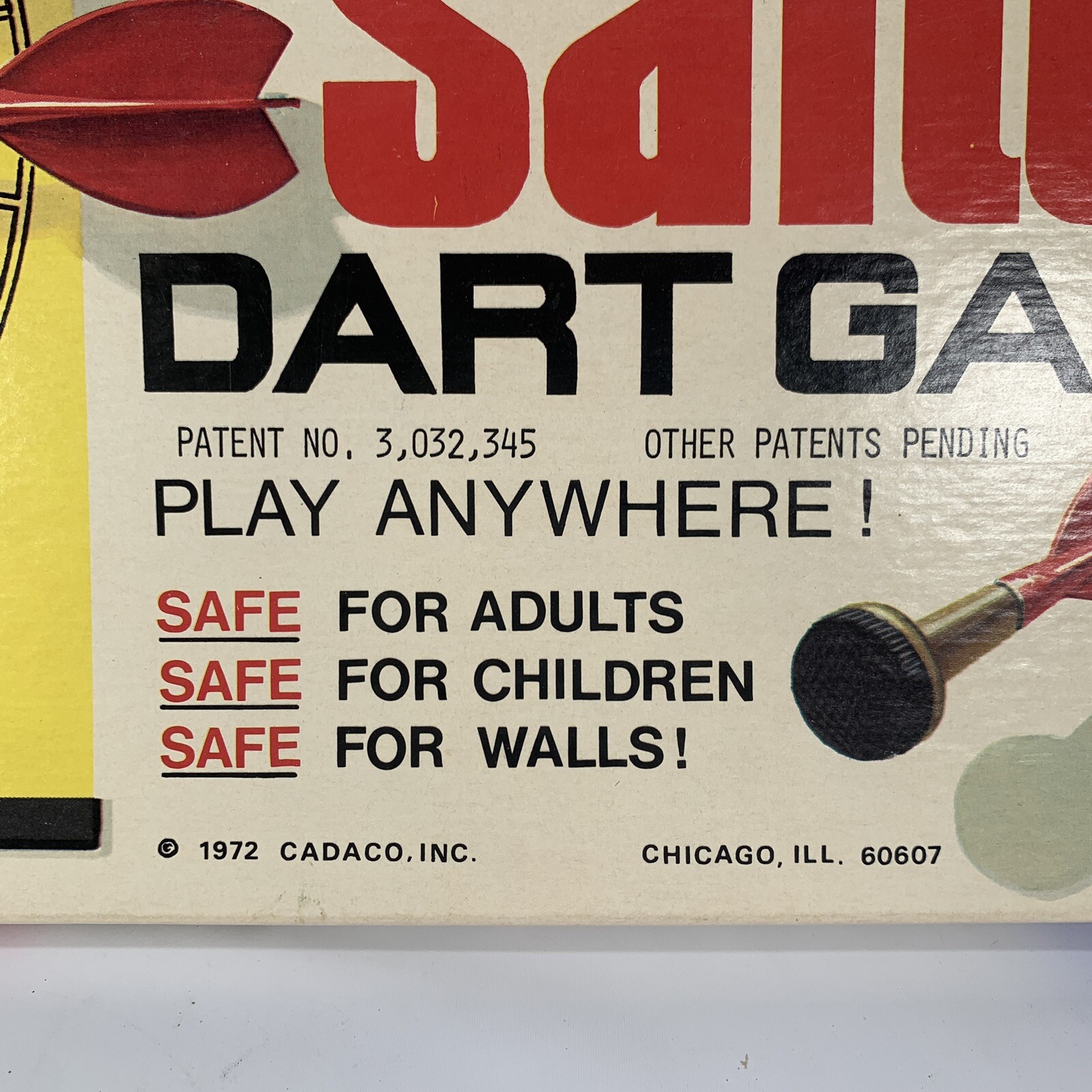 Saftee Dart Game 1972 Vintage Cadaco Safety Children Safe USA in Box