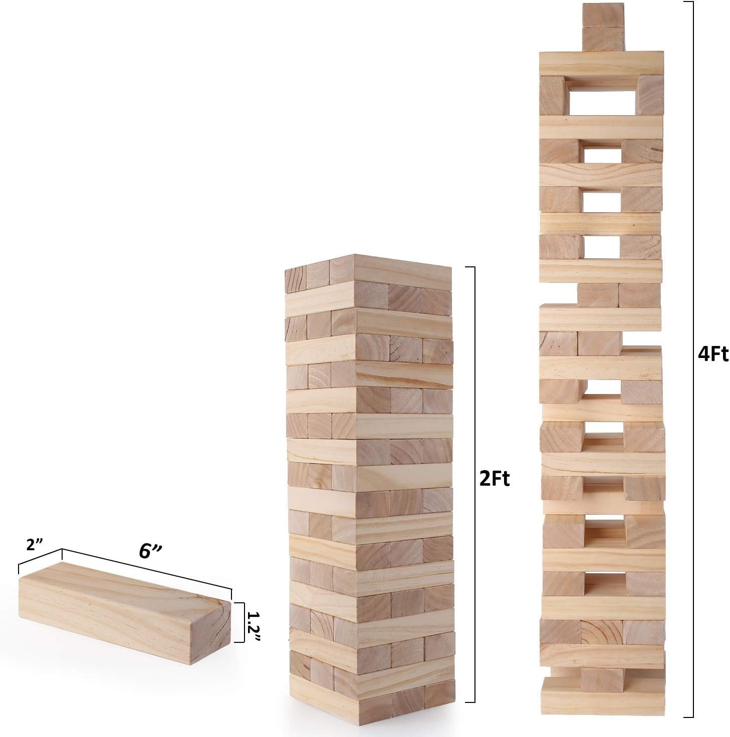 Classic Wooden Giant Tumble Tower Blocks: Portable Stacking Game for All Ages