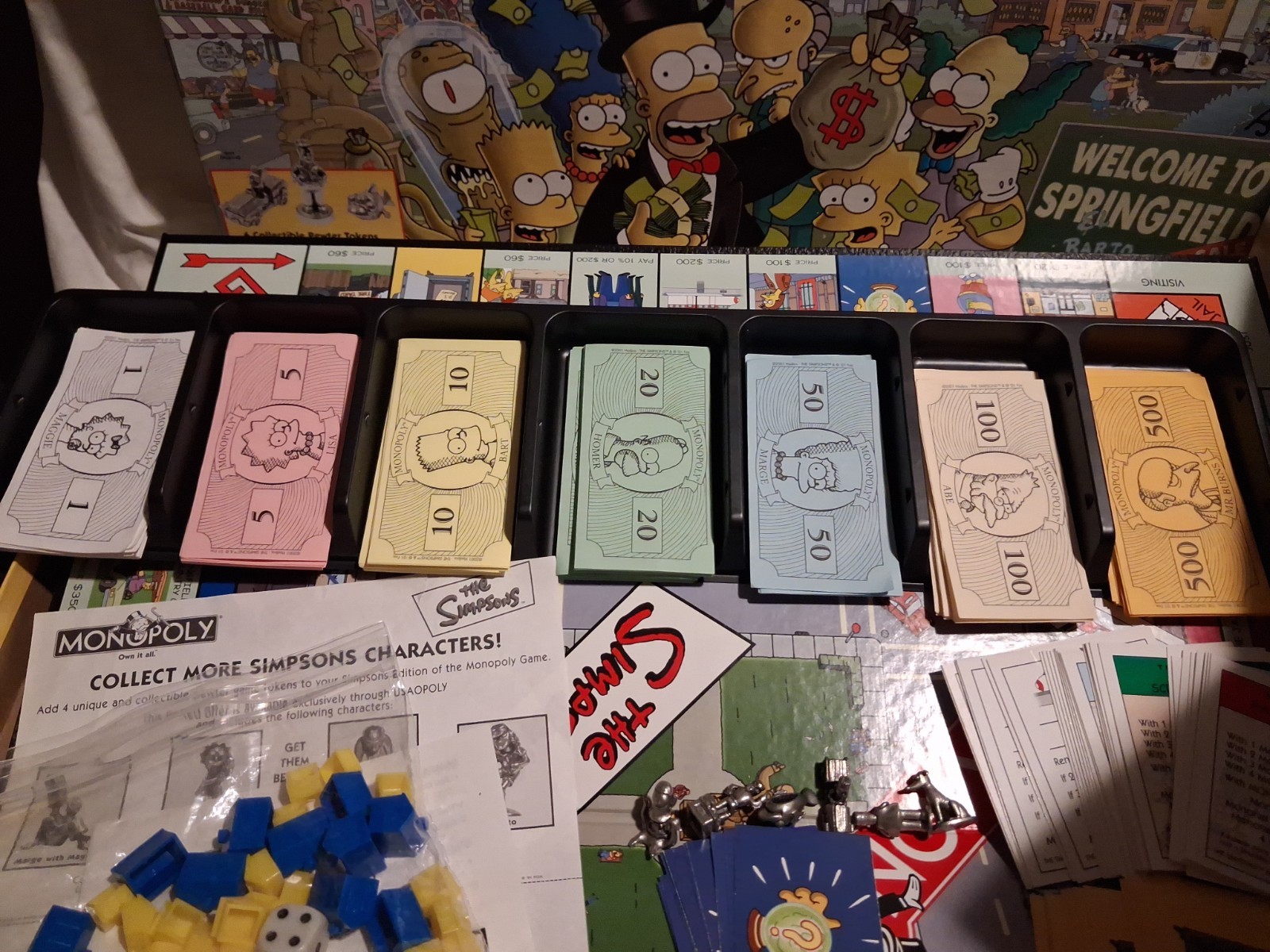 The Simpsons Monopoly 2001 Welcome To Springfield Board Game 100% Complete