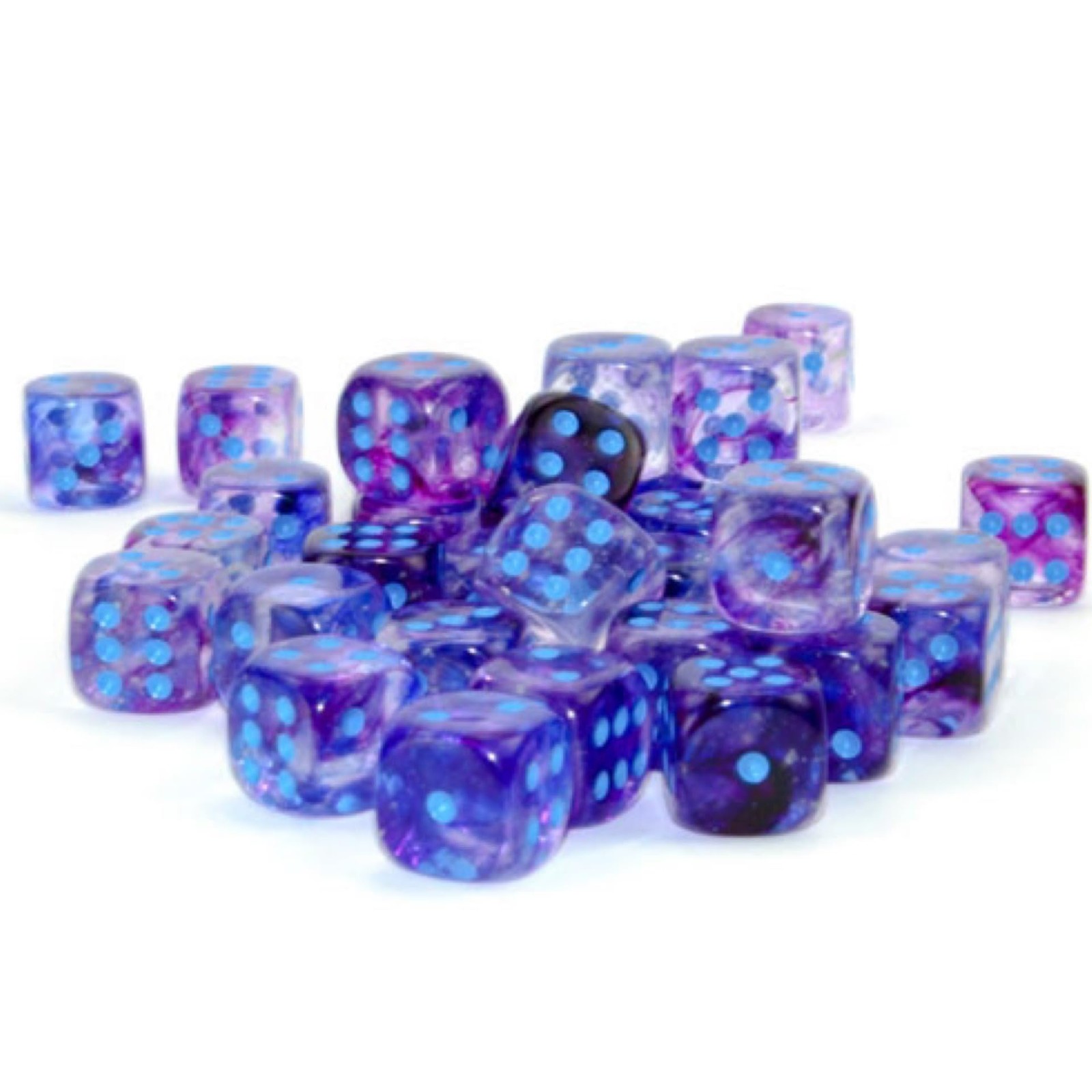 d6 Cube 12mm Luminary Nebula NOCTURNALbu – Chessex (Pack of 36)